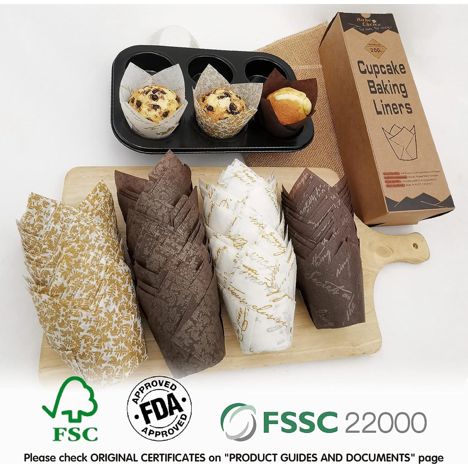 Forros para Cupcakes Tulipán Bake Choice 200 Piezas Estándar