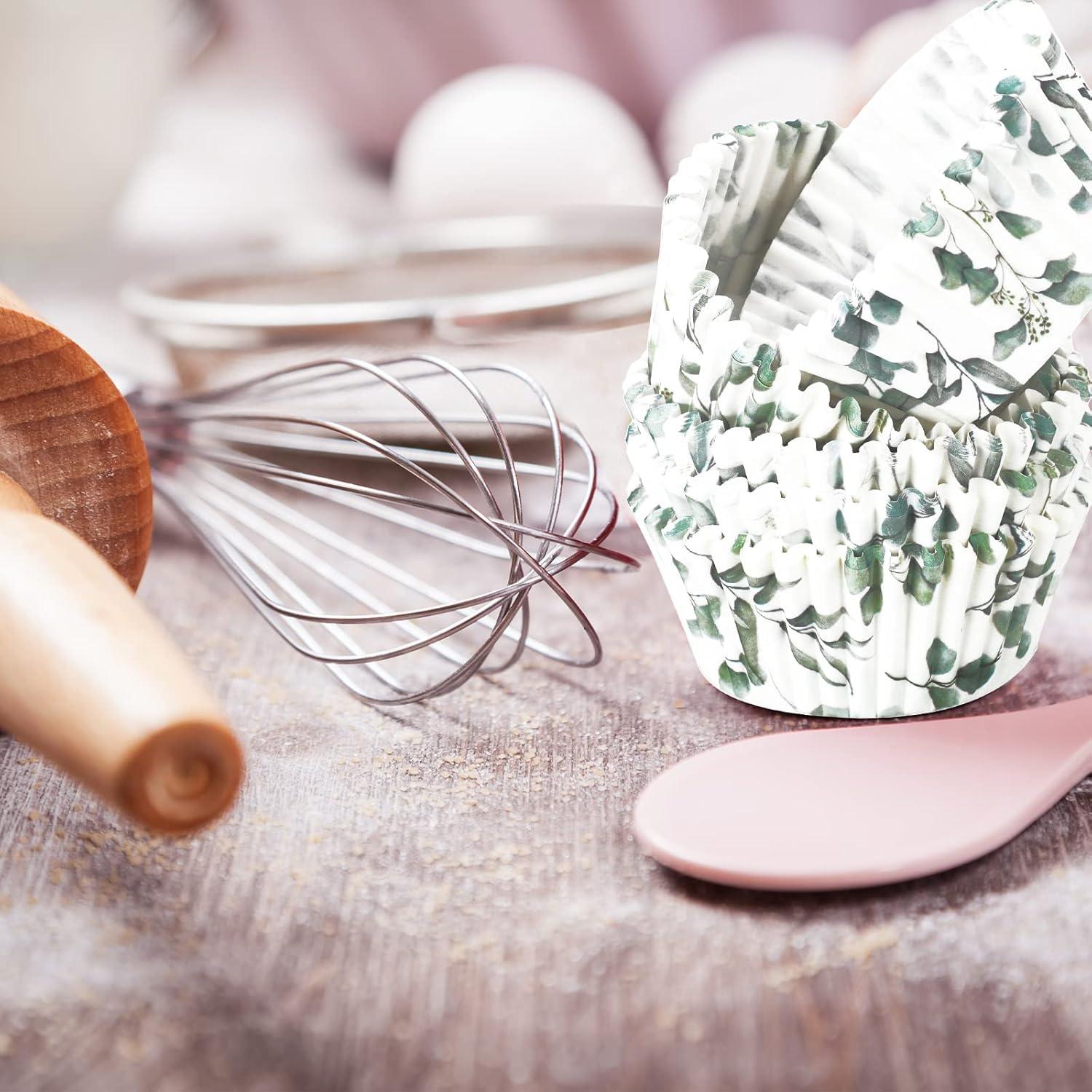 WILLBOND 300 Forros para Cupcakes Verde Diseño Hojas 8 cm