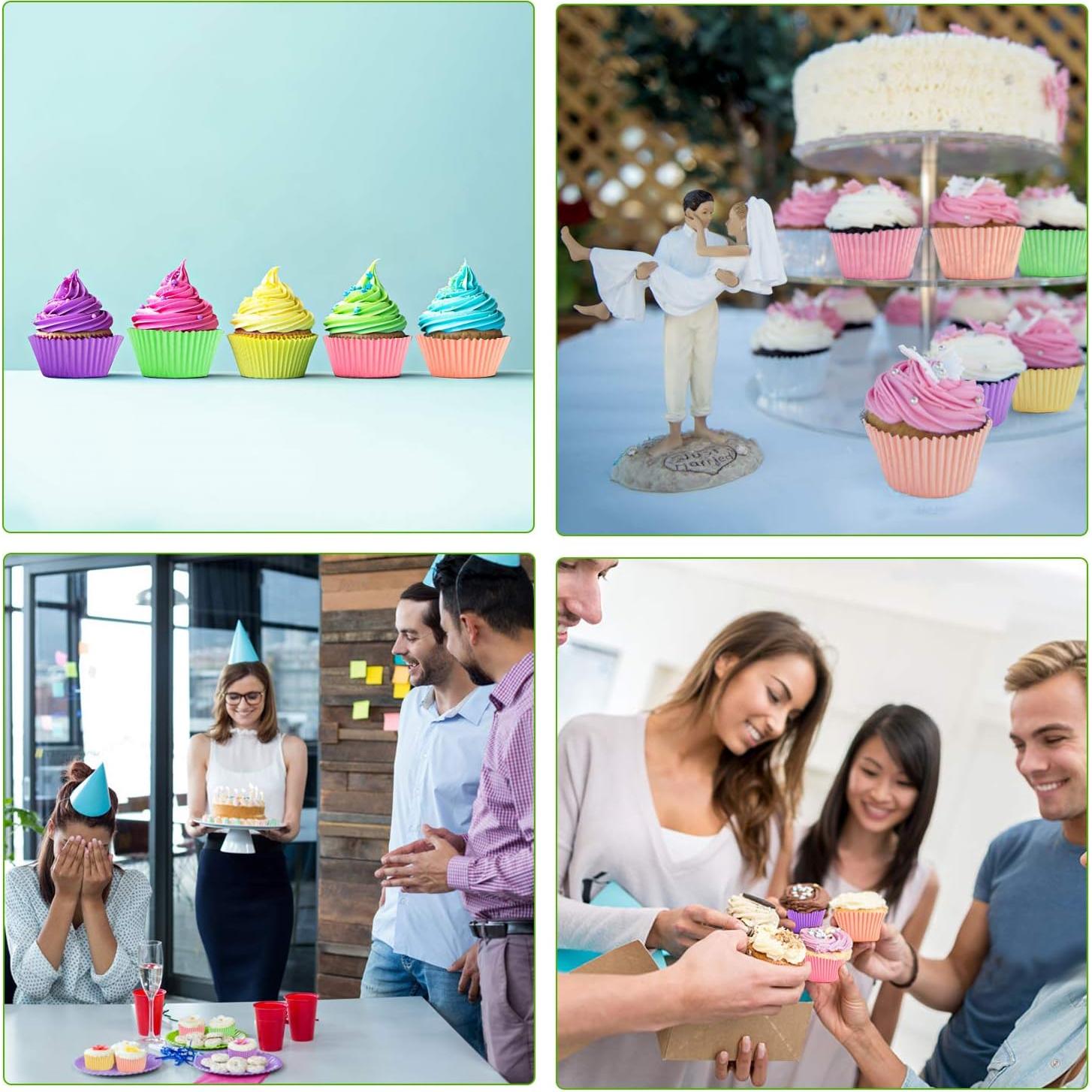 600 Forros de Papel para Cupcakes Hadoife - Colores Vibrantes