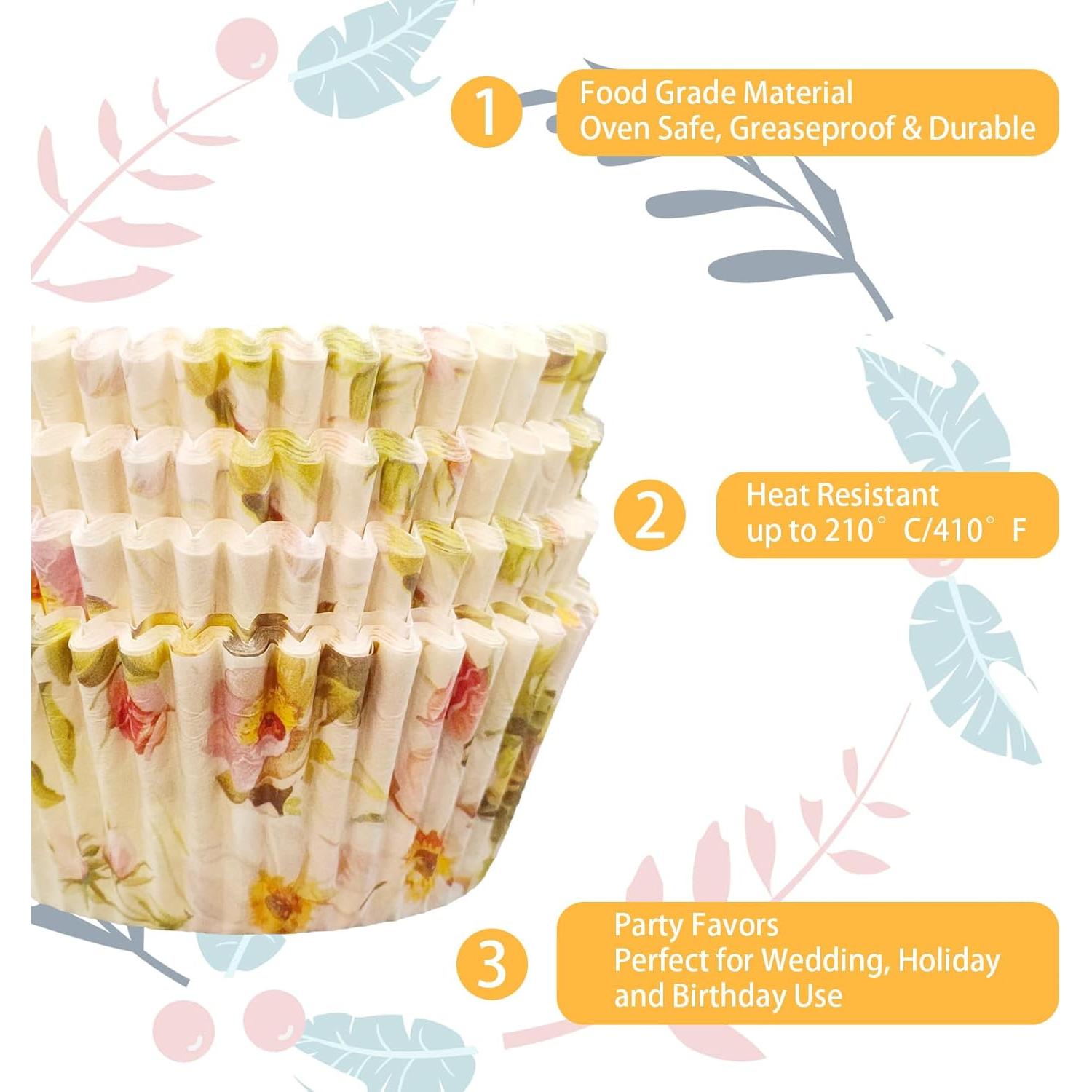 Forros de Cupcake Florales Starfa 400 Unidades Desechables