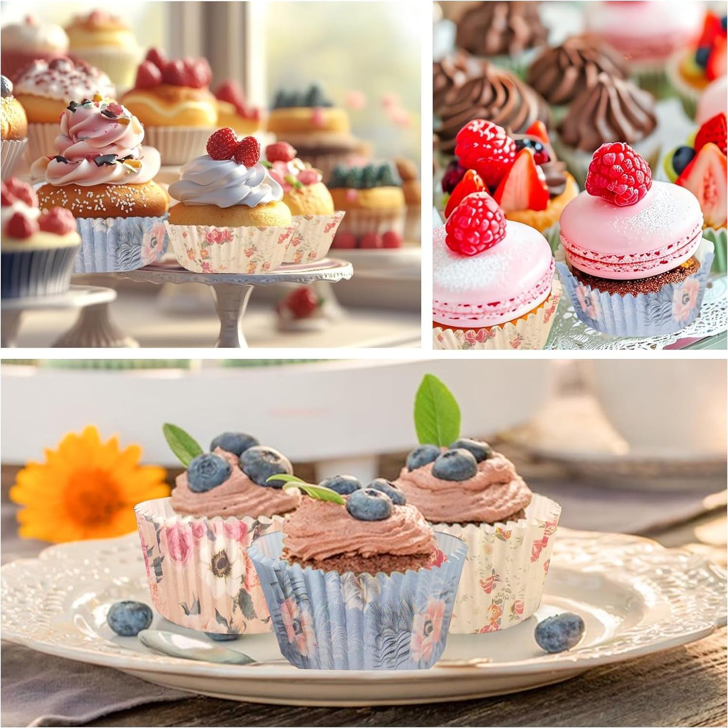 Forros de Cupcake Florales Starfa 400 Unidades Desechables