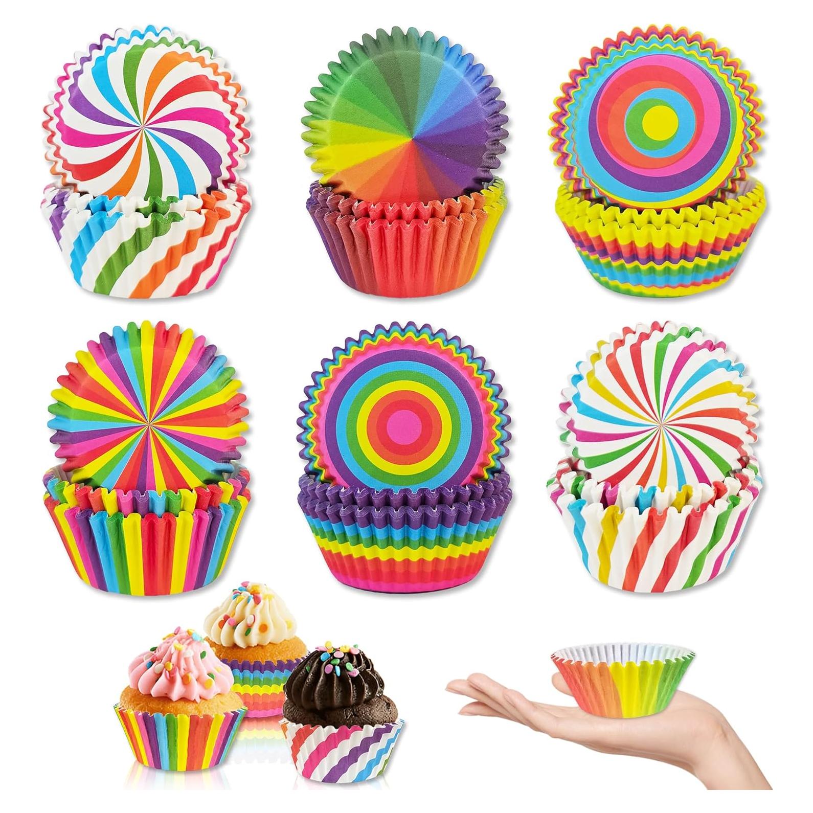 Forros para Muffins ZCCLINN Arcoíris 300 Unidades 5x3 cm