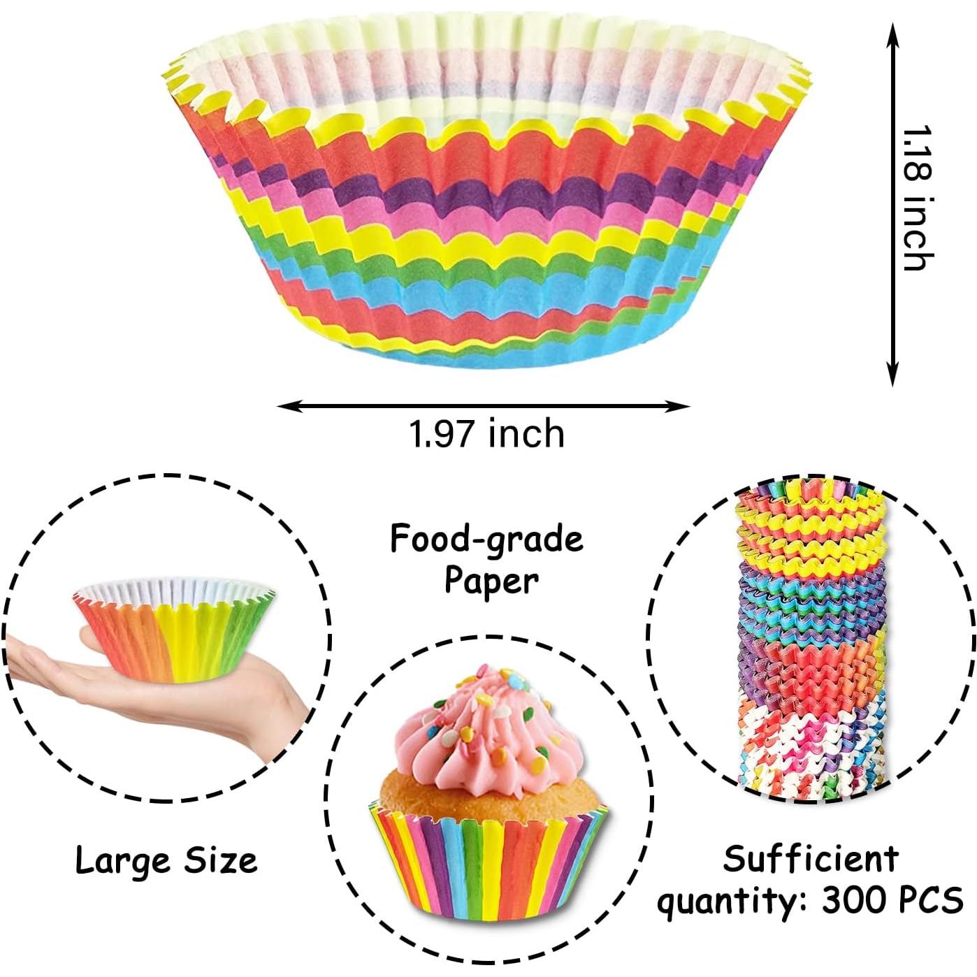 Forros para Muffins ZCCLINN Arcoíris 300 Unidades 5x3 cm