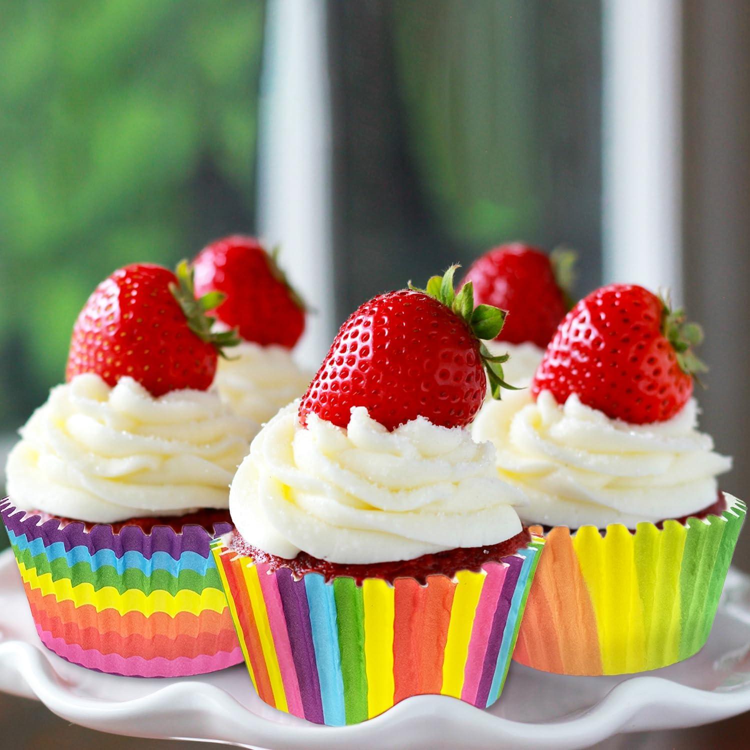 Forros para Muffins ZCCLINN Arcoíris 300 Unidades 5x3 cm