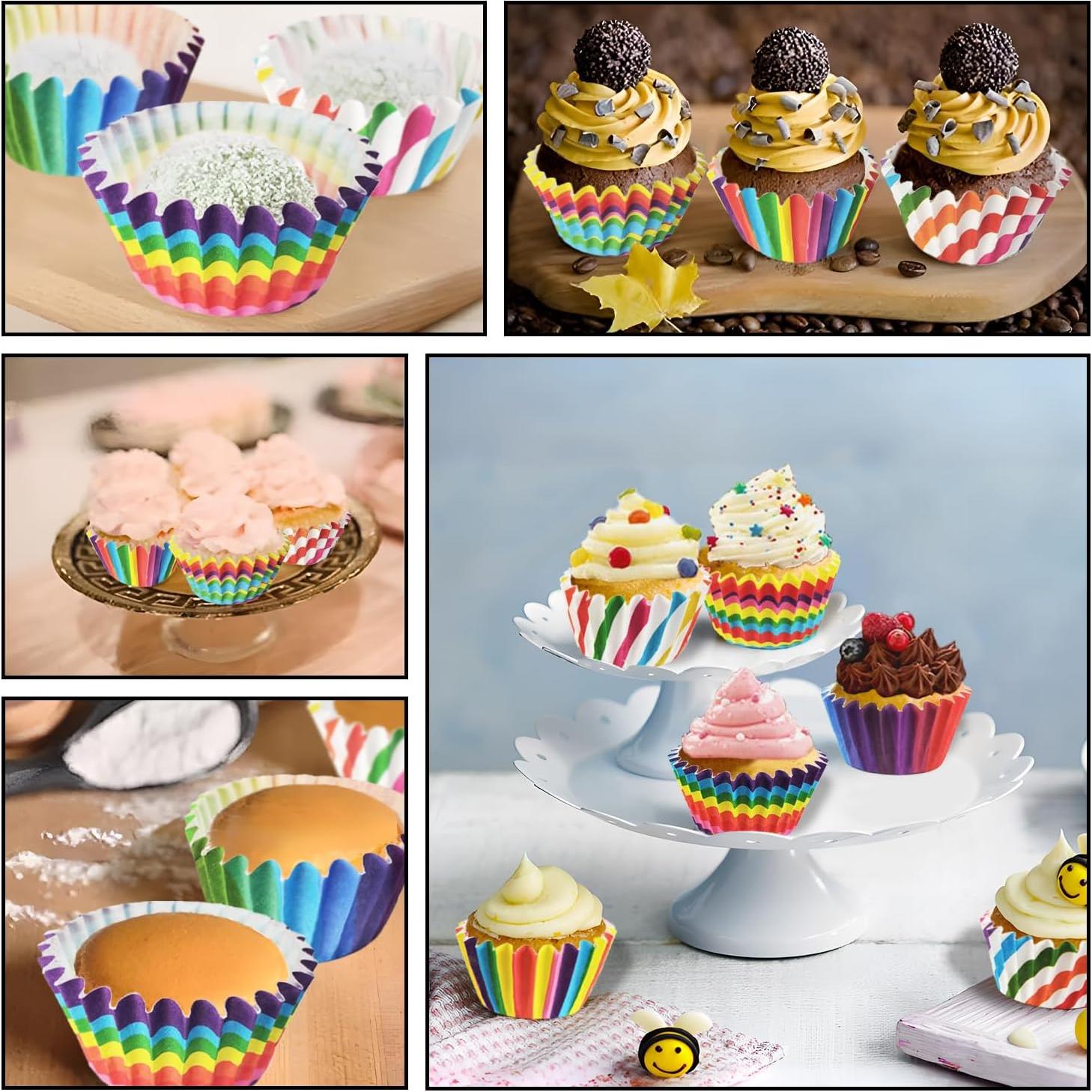Forros para Muffins ZCCLINN Arcoíris 300 Unidades 5x3 cm