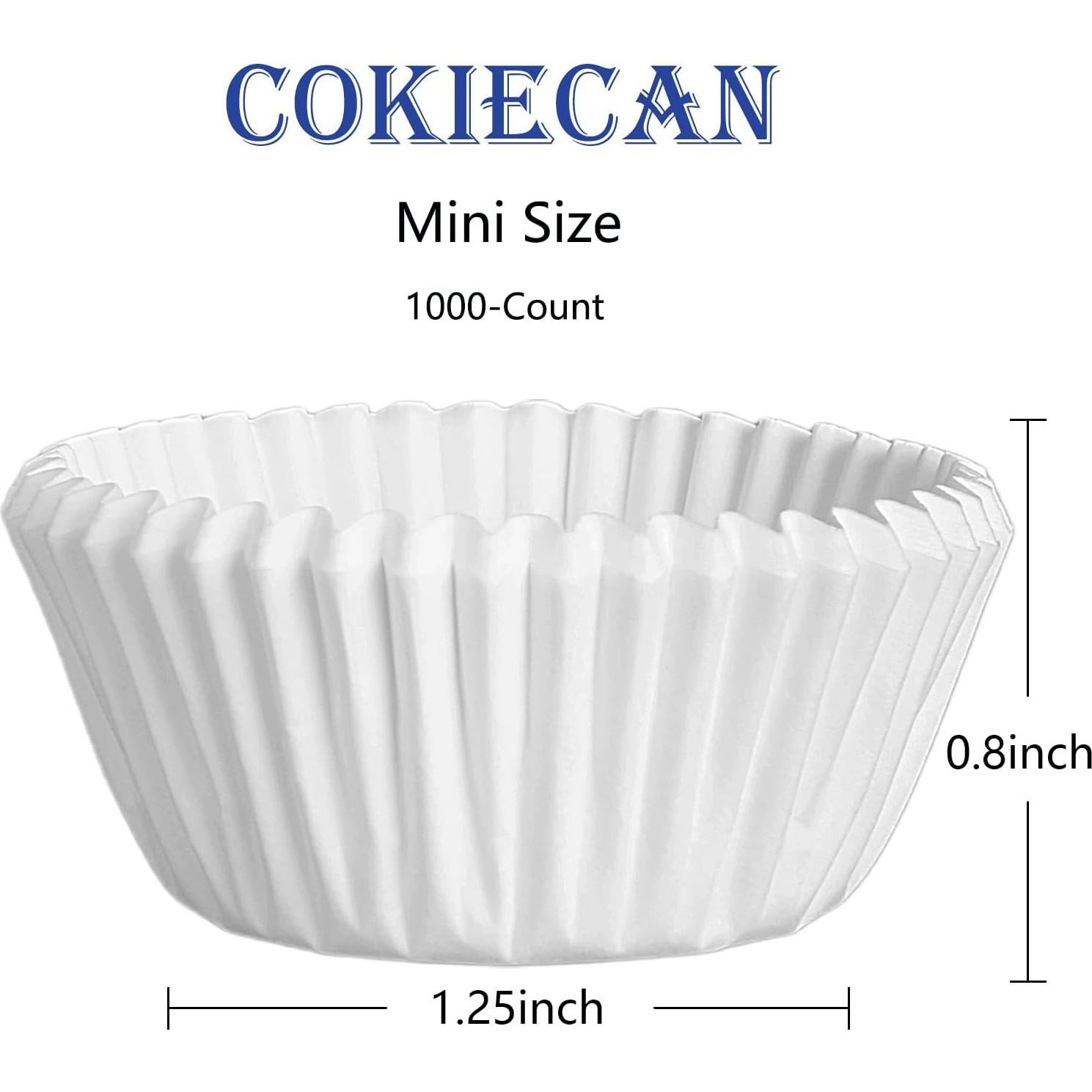 Forros de Cupcake Mini Cokiecan 1000 Pcs Blancos 3.18 cm