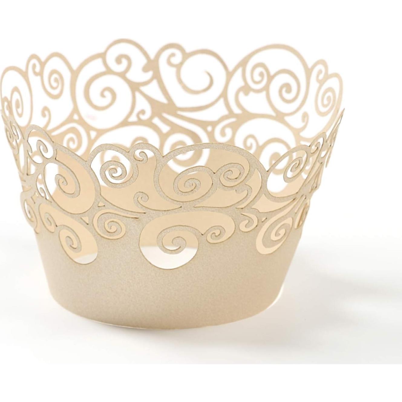 Fundas para Cupcakes KPOSIYA 100 Piezas Beige Decorativas