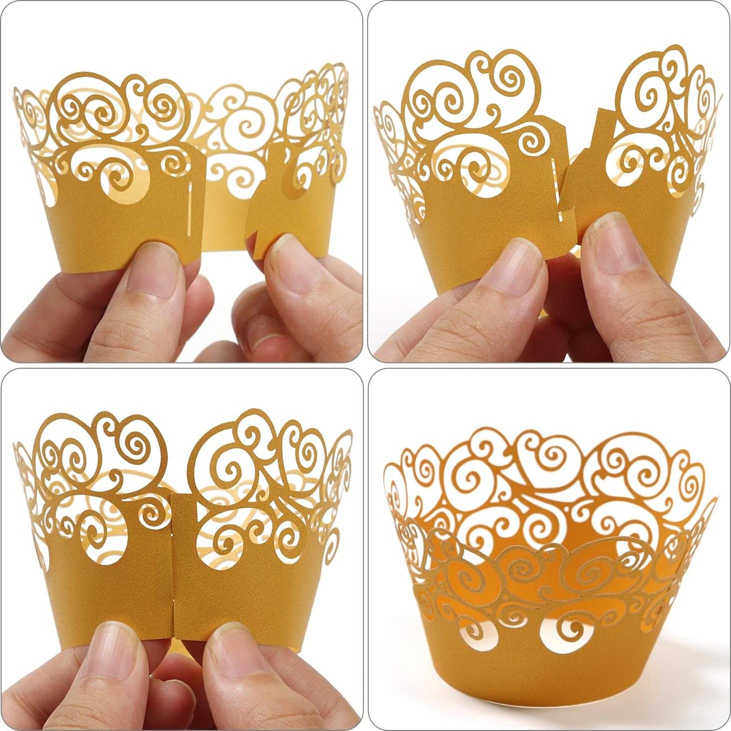 Fundas para Cupcakes KPOSIYA 100 Piezas Beige Decorativas