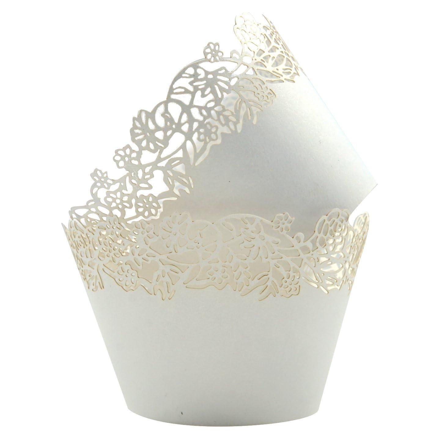 50 Fundas para Cupcakes Blancas KEIVA - Decoración Elegante