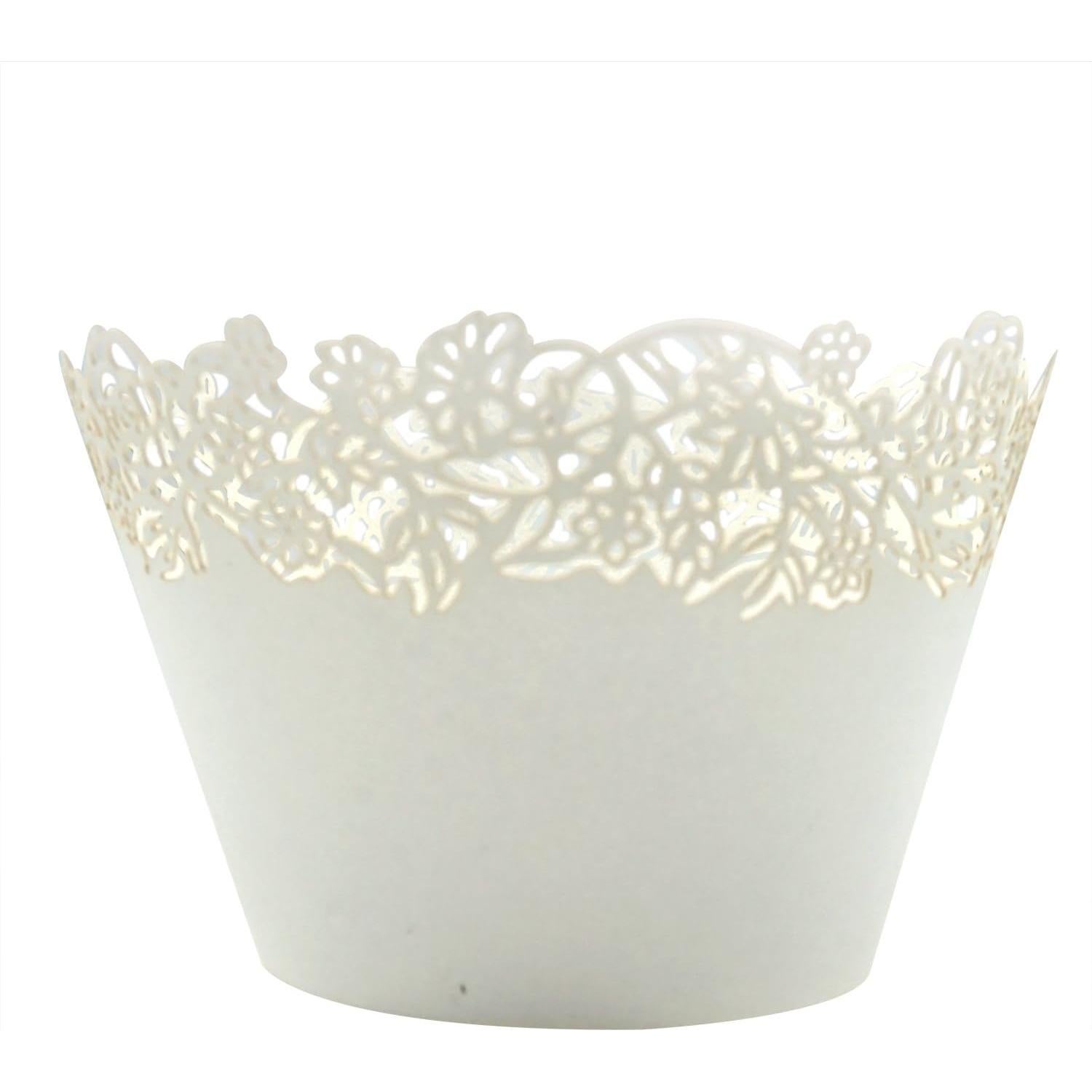 50 Fundas para Cupcakes Blancas KEIVA - Decoración Elegante