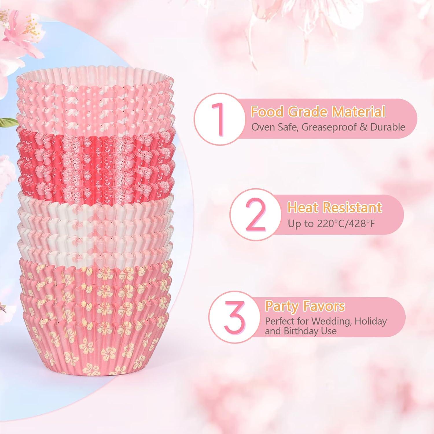 Forros de Cupcake Estándar SKIDEC 400 Piezas Florales Desechables