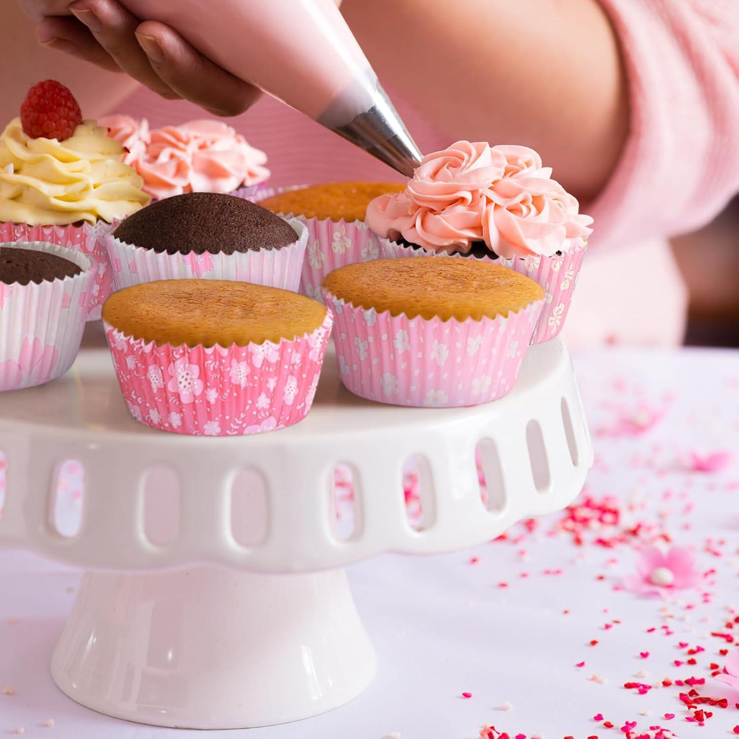 Forros de Cupcake Estándar SKIDEC 400 Piezas Florales Desechables