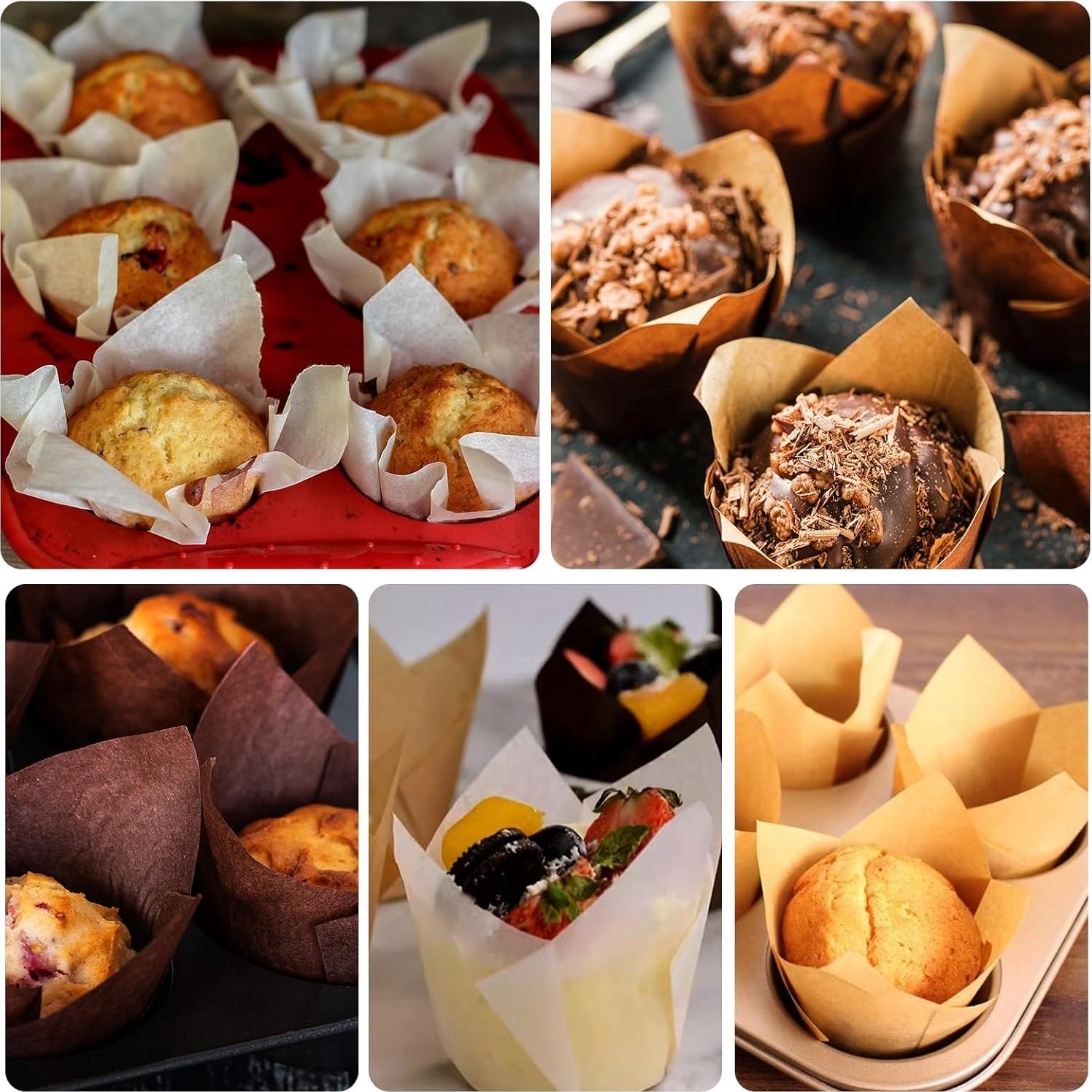 120 Forros de Cupcake Tulipán Neyimqr Papel Pergamino