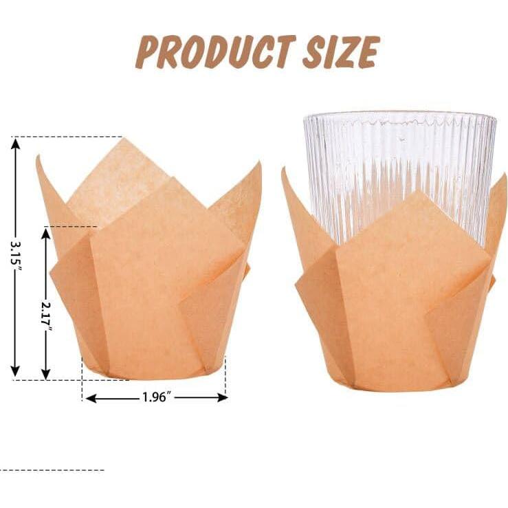 200 Moldes para Cupcakes Tulipán DC QZHMKJ Natural 8 cm