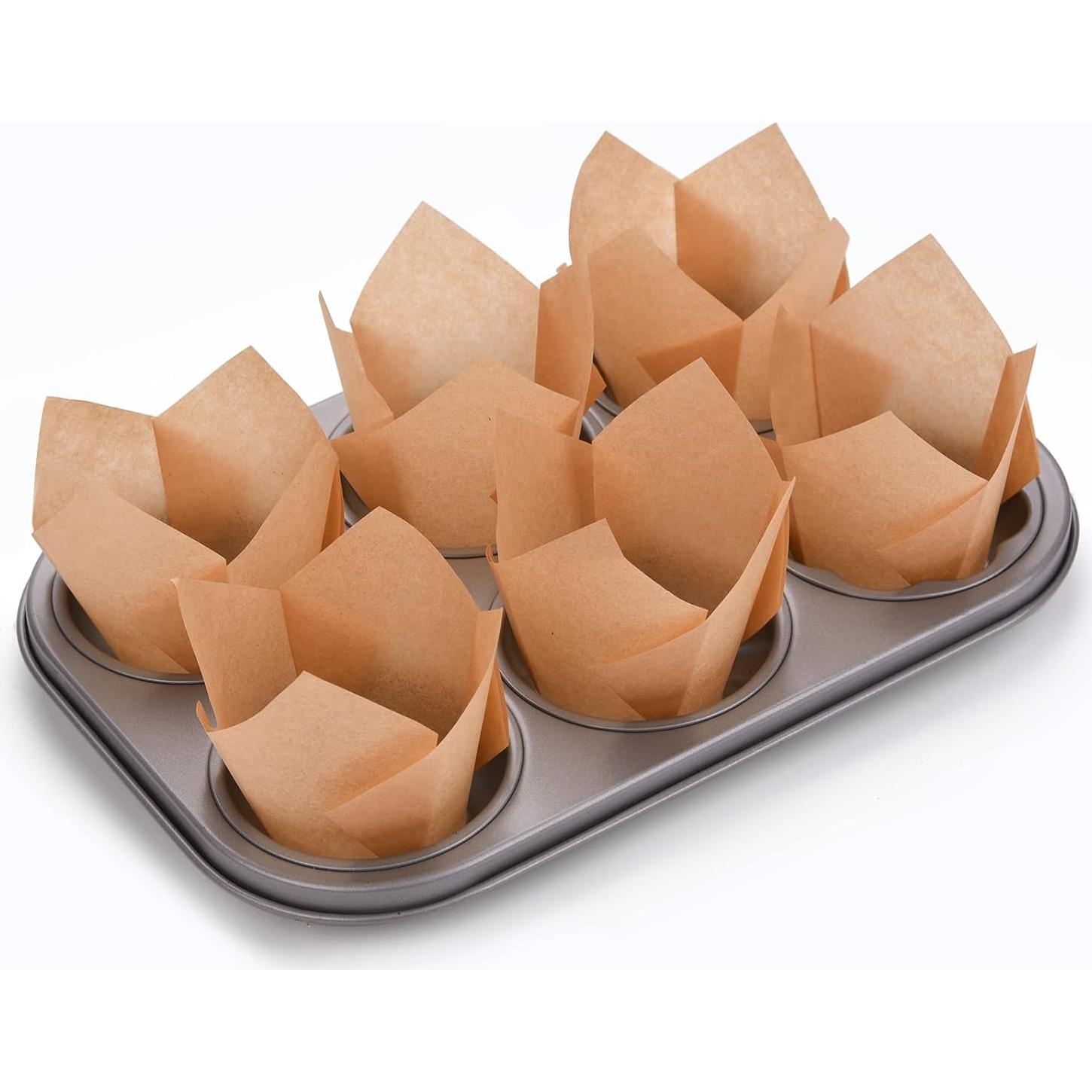 200 Moldes para Cupcakes Tulipán DC QZHMKJ Natural 8 cm
