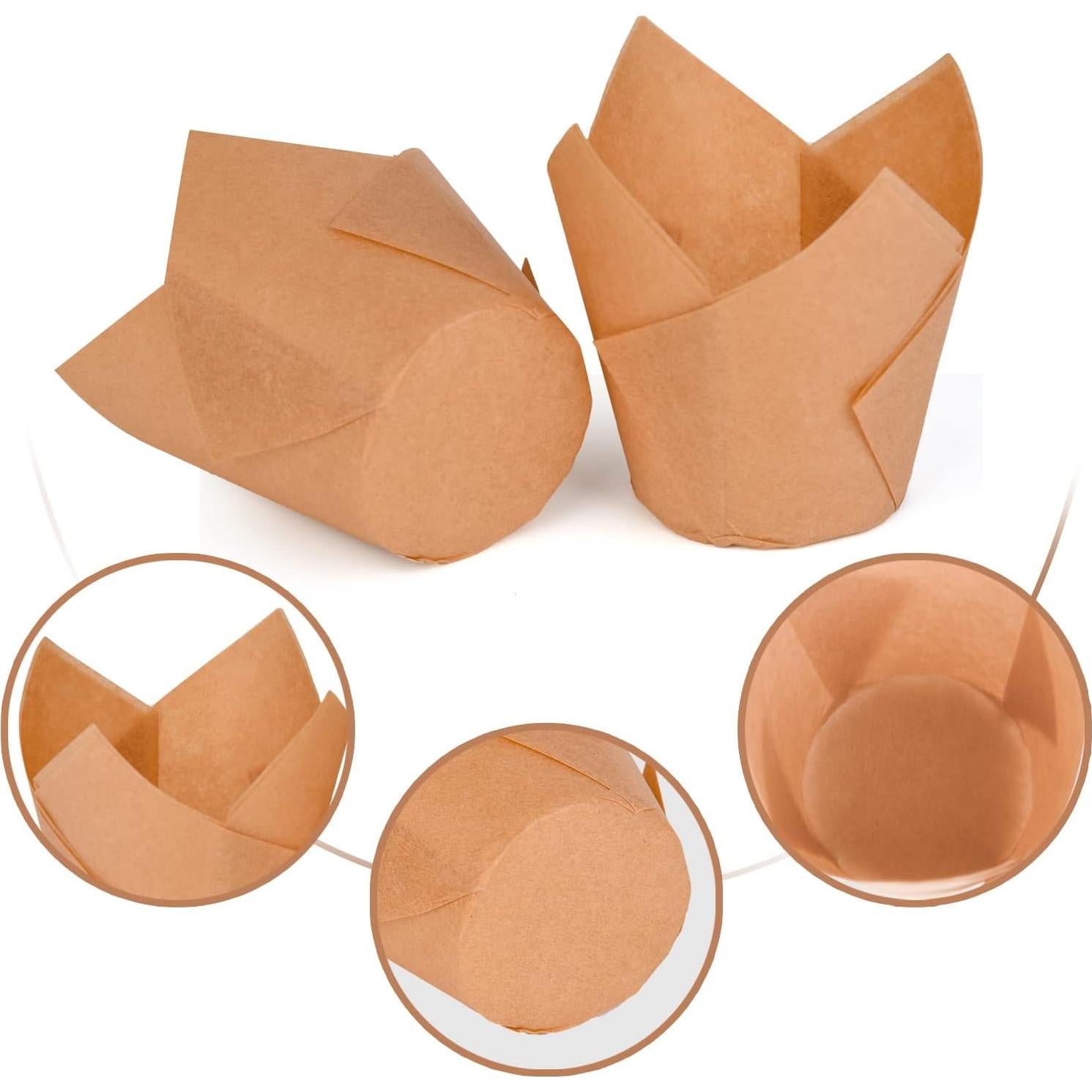 200 Moldes para Cupcakes Tulipán DC QZHMKJ Natural 8 cm