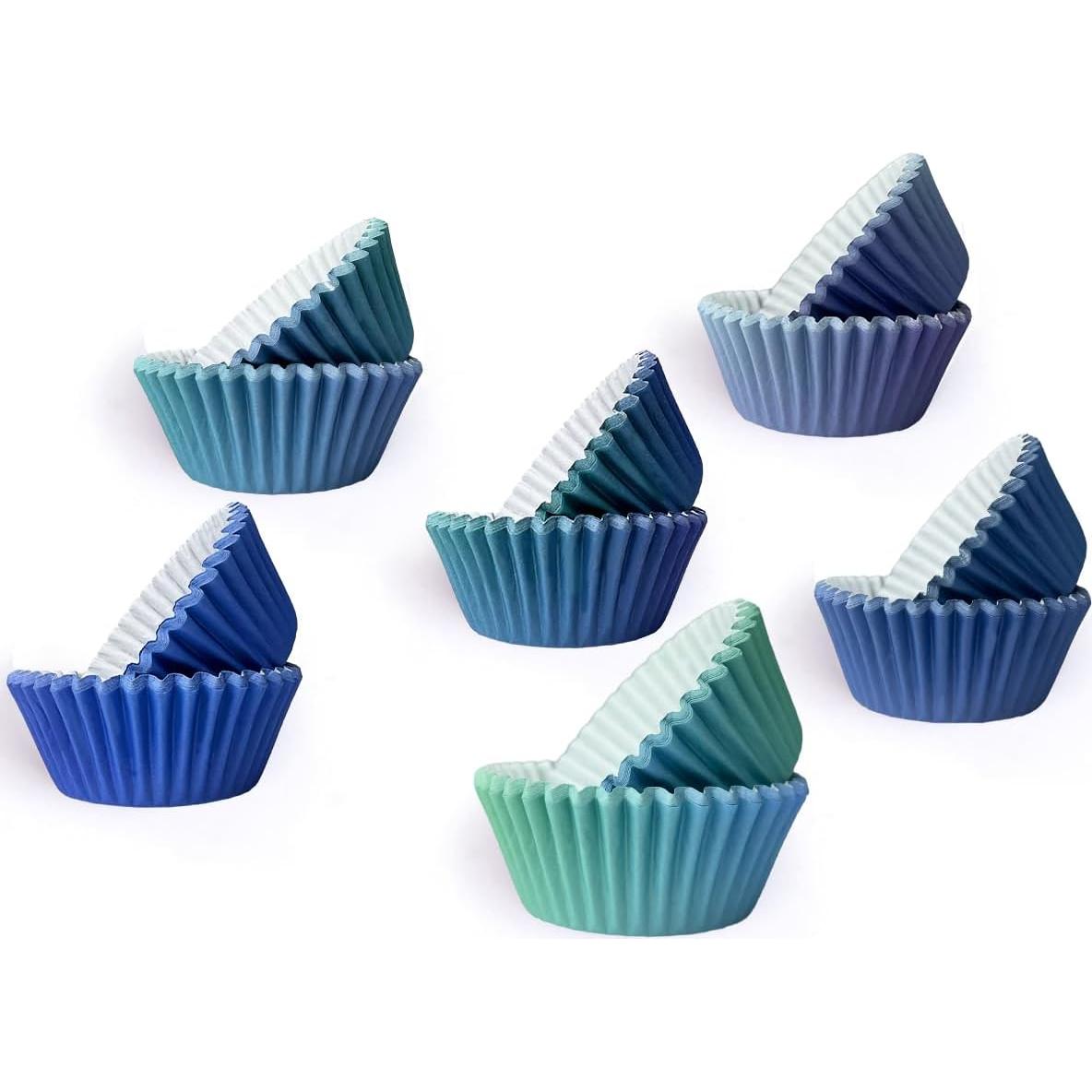 Forros de Cupcake Qiqee 300 pcs Gradiente Azul Estándar