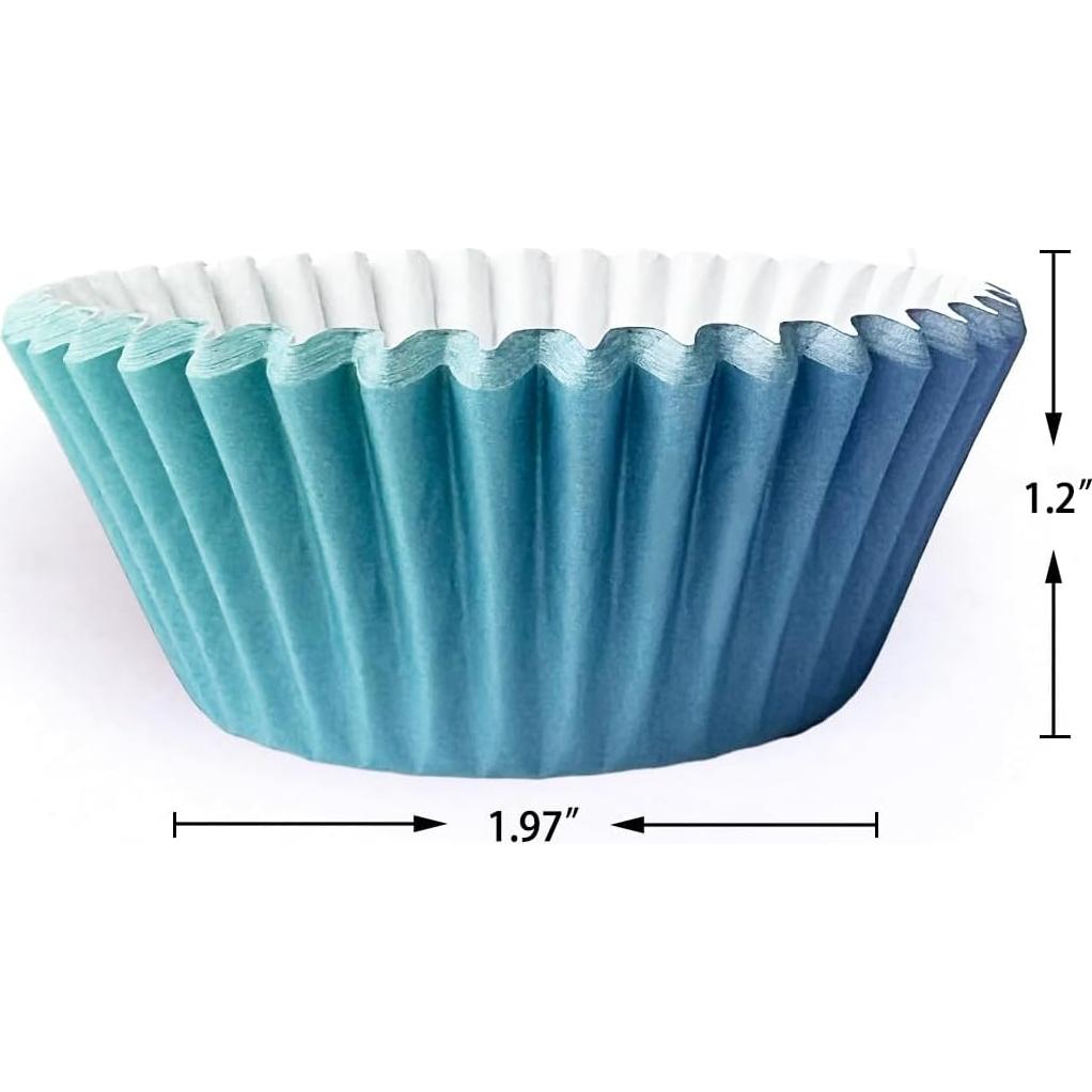 Forros de Cupcake Qiqee 300 pcs Gradiente Azul Estándar