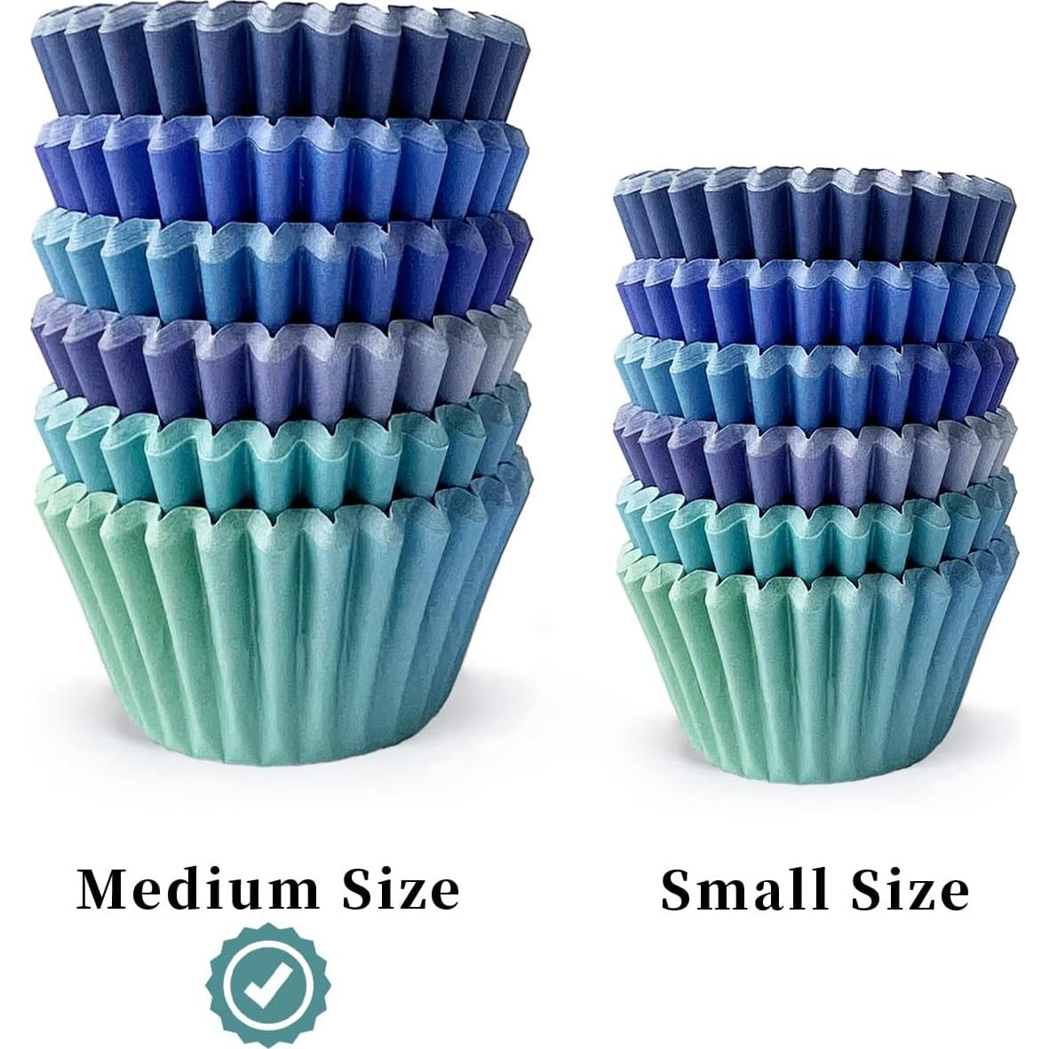 Forros de Cupcake Qiqee 300 pcs Gradiente Azul Estándar