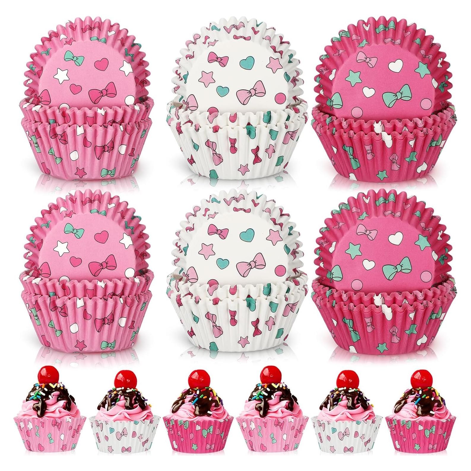 Forros de Cupcake Kawaii Honoson 225 Piezas Rosa Gato