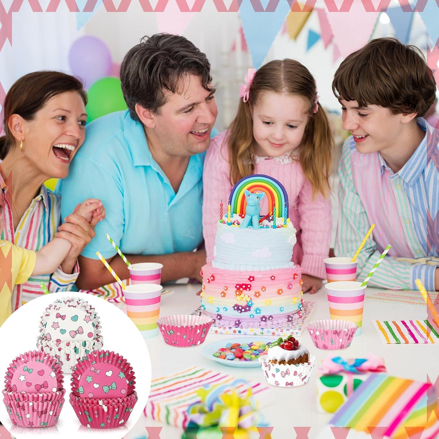 Forros de Cupcake Kawaii Honoson 225 Piezas Rosa Gato