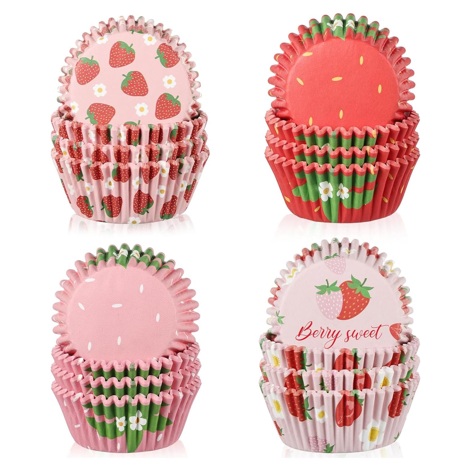 600 Forros de Cupcake de Fresa PAJIXANTHIC 5.08 cm Desechables