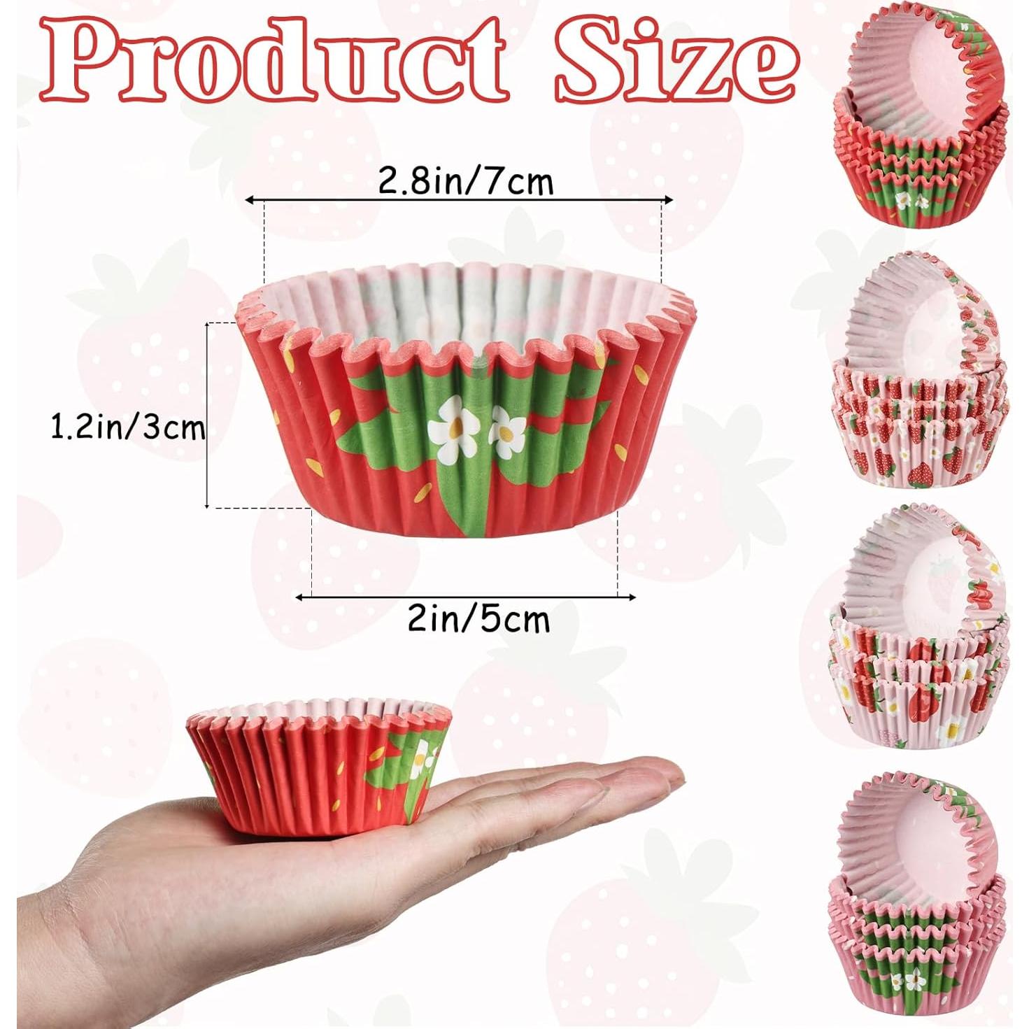 600 Forros de Cupcake de Fresa PAJIXANTHIC 5.08 cm Desechables