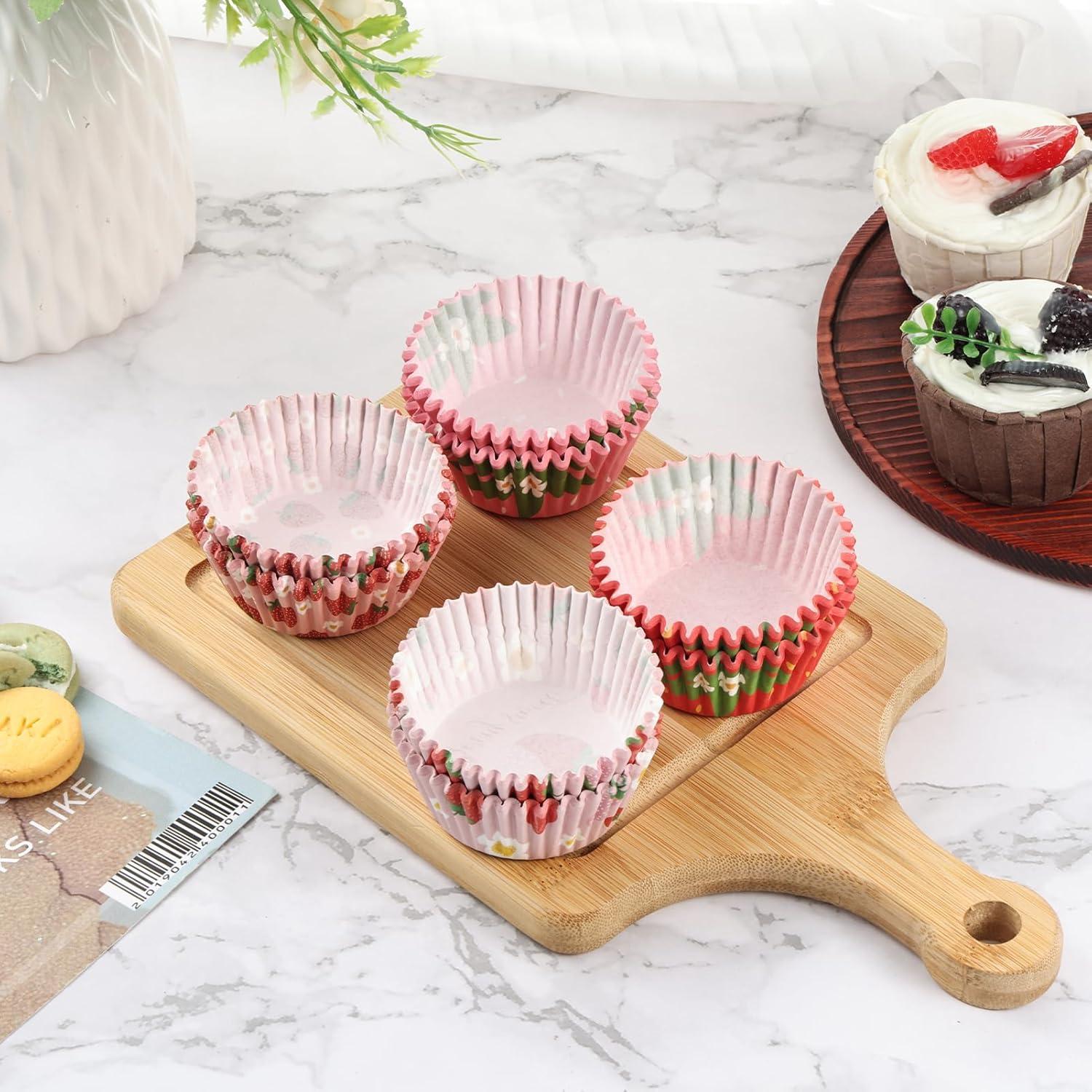 600 Forros de Cupcake de Fresa PAJIXANTHIC 5.08 cm Desechables