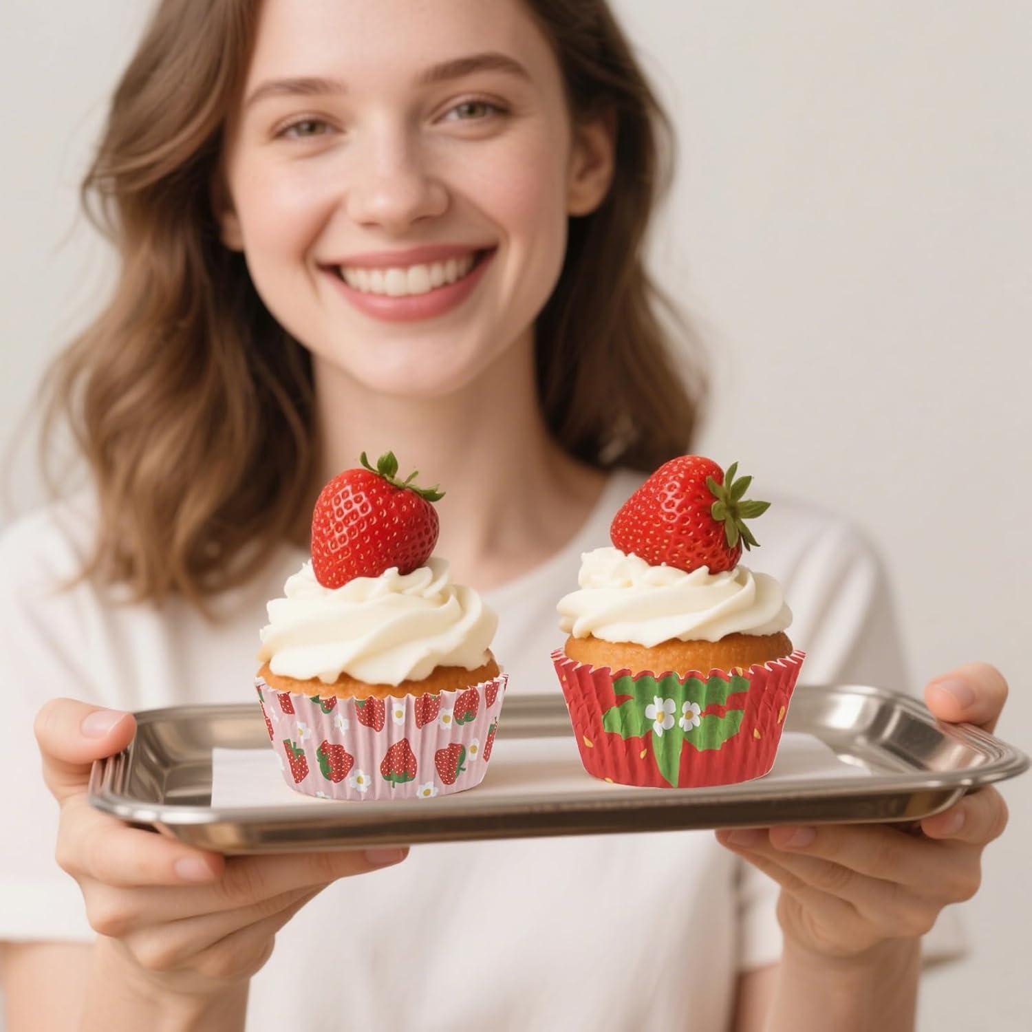 600 Forros de Cupcake de Fresa PAJIXANTHIC 5.08 cm Desechables