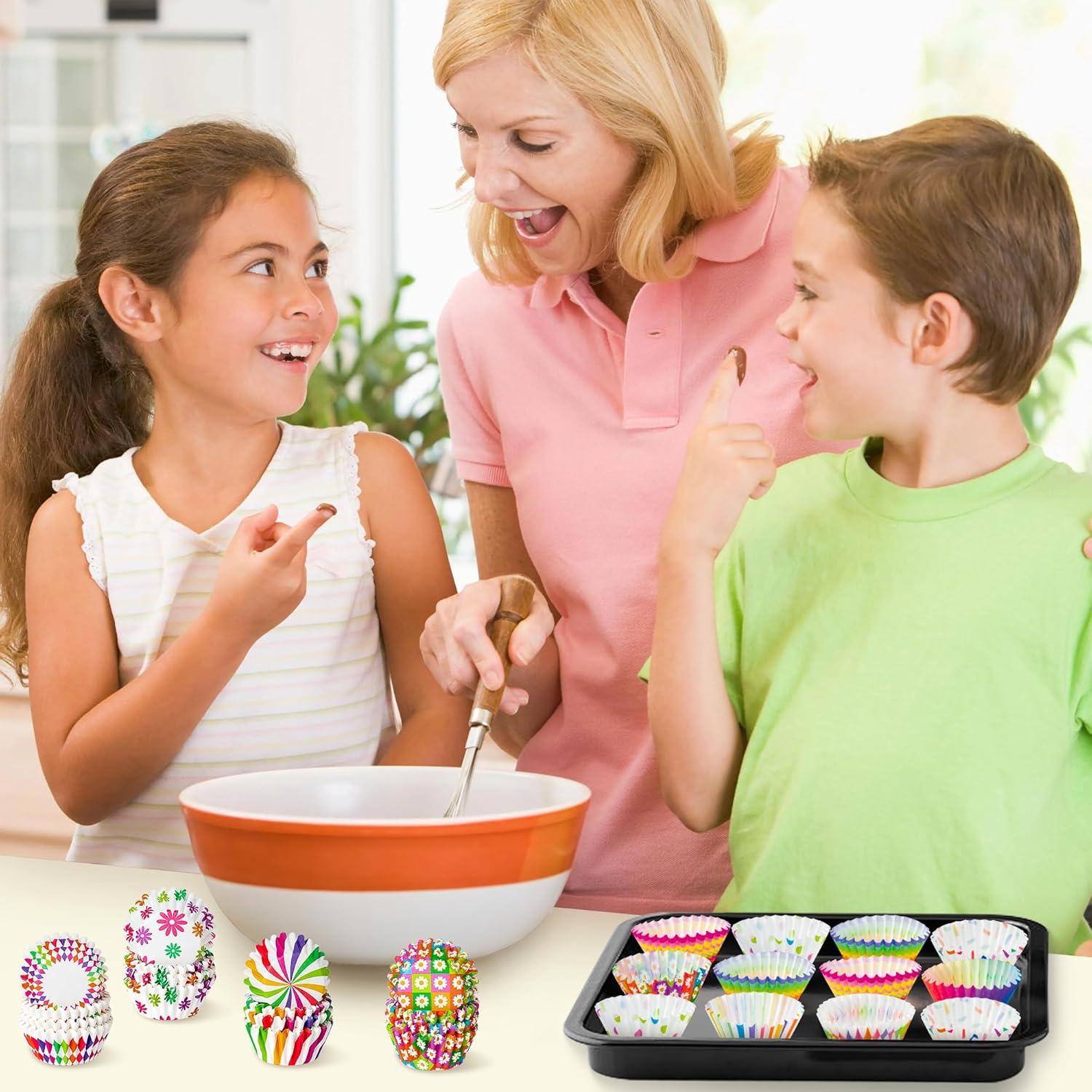 Forros de Cupcake Mini COcnny - 600pcs Arcoíris Desechables