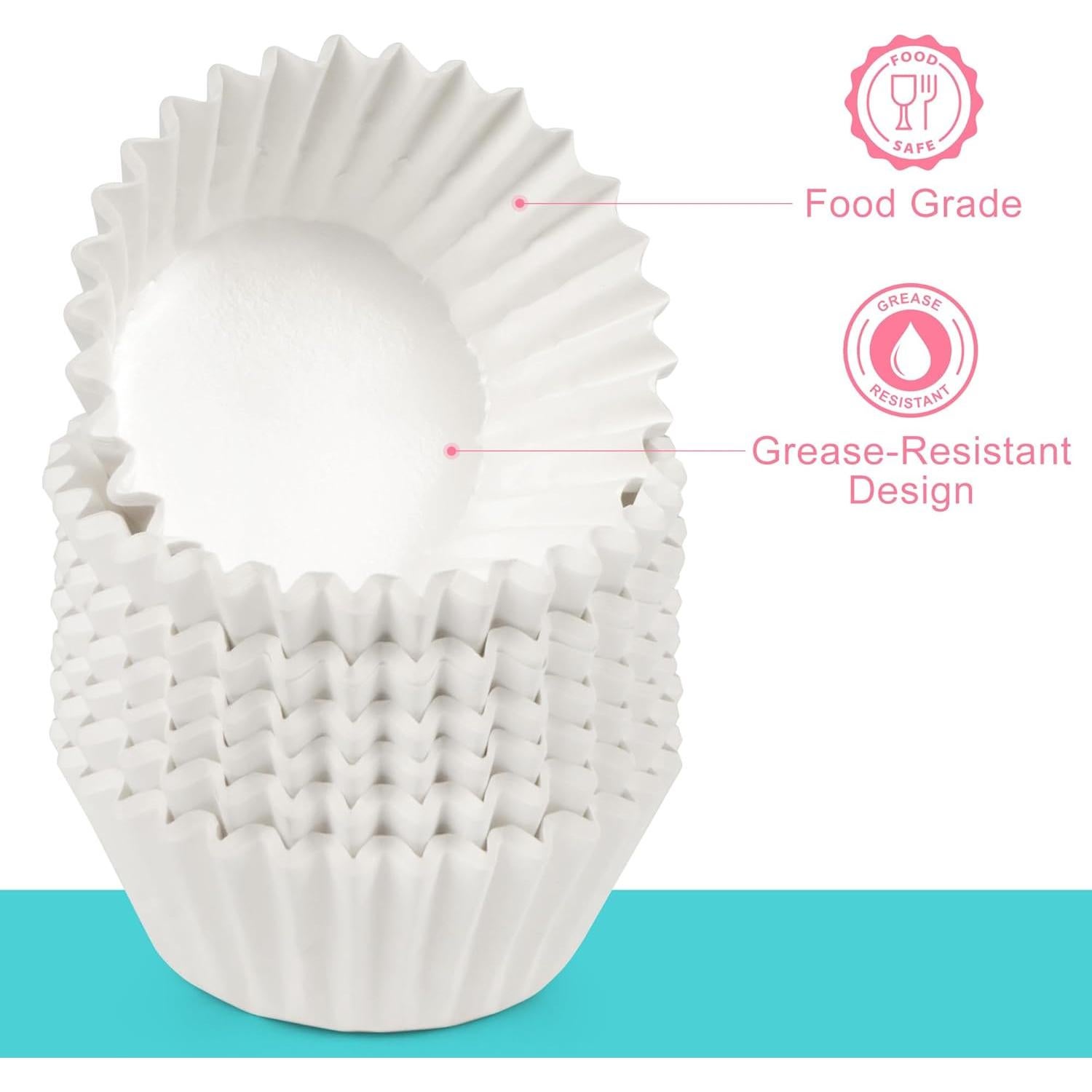 Forros de Cupcake Blancos LotFancy 200pcs Resistentes a Grasa