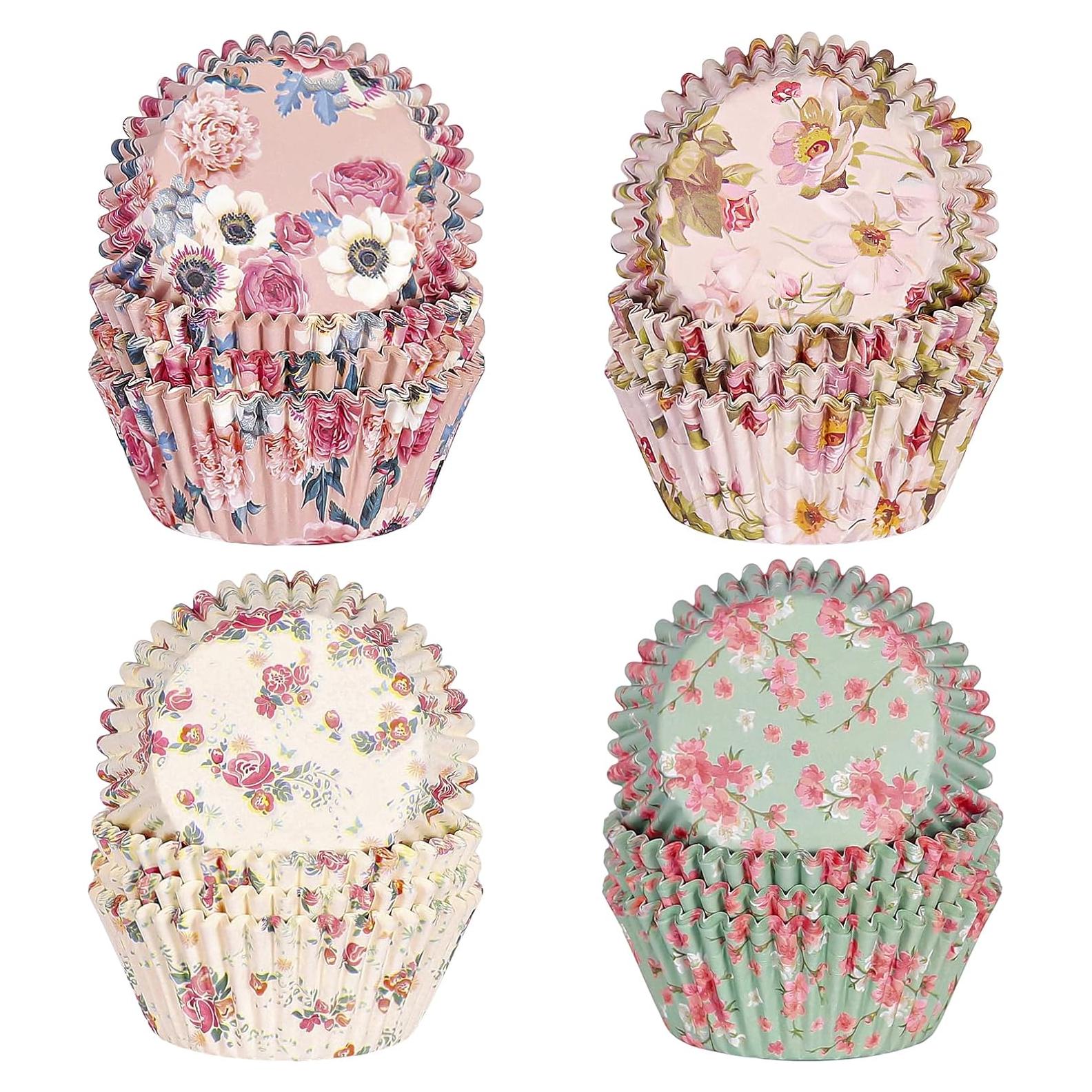 Forros para Cupcake Estándar SKIDEC 400 Piezas Florales Desechables