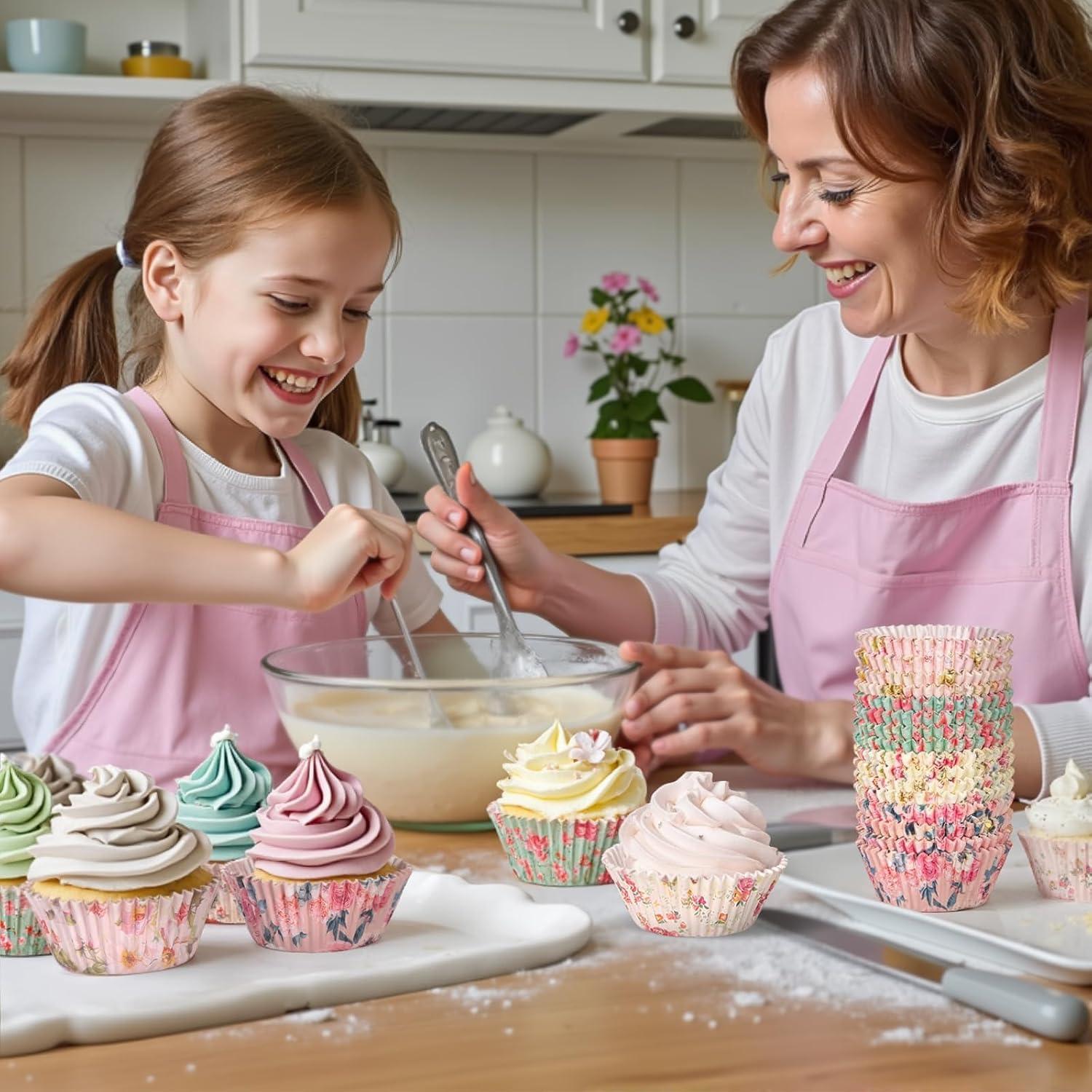 Forros para Cupcake Estándar SKIDEC 400 Piezas Florales Desechables