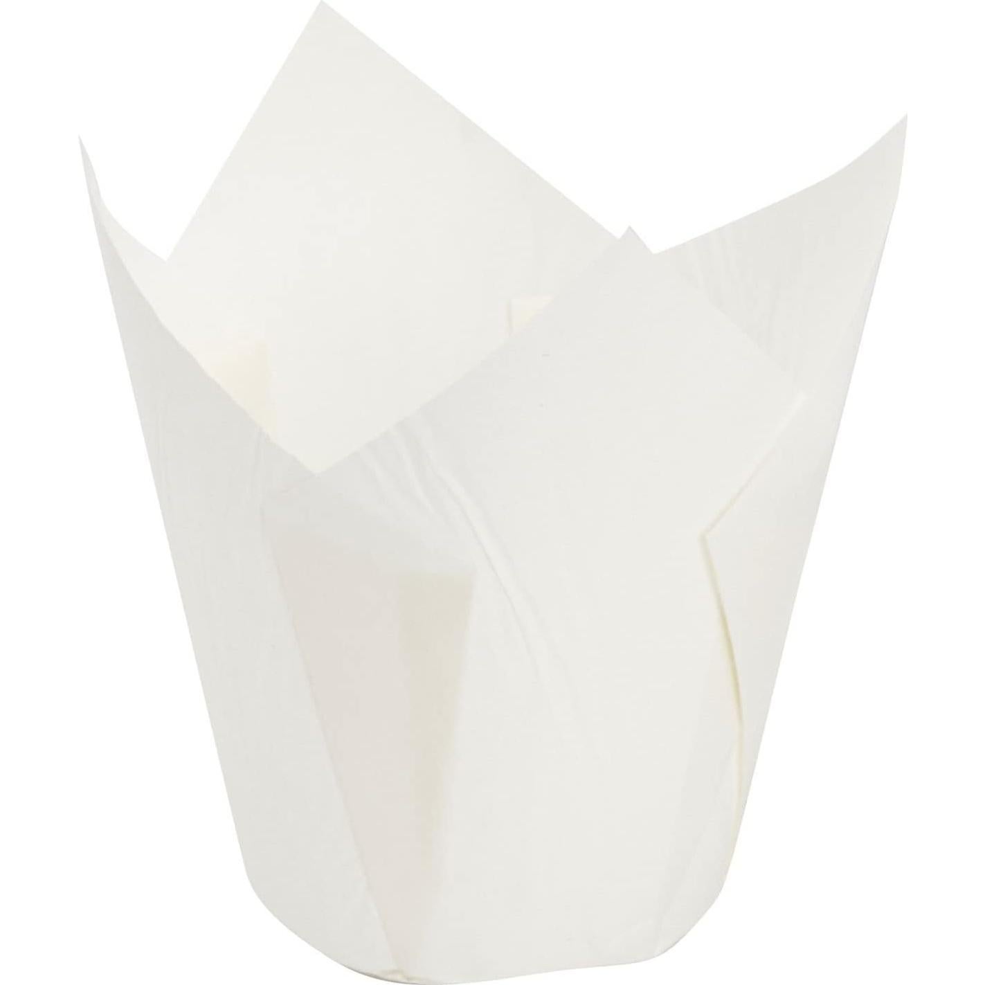 Juvale 100 Forros de Cupcake Tulipanes Blancos 5oz para Hornear