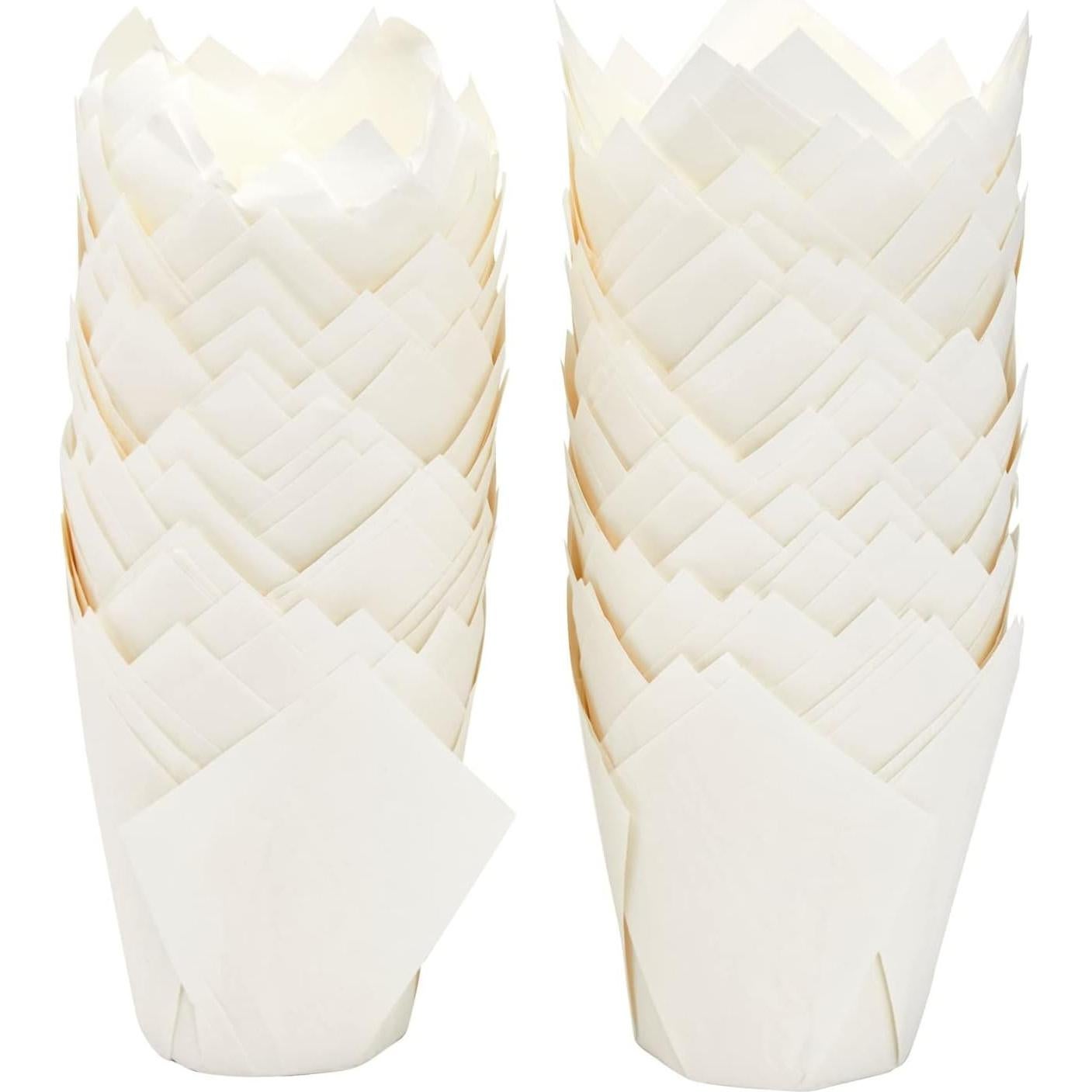 Juvale 100 Forros de Cupcake Tulipanes Blancos 5oz para Hornear