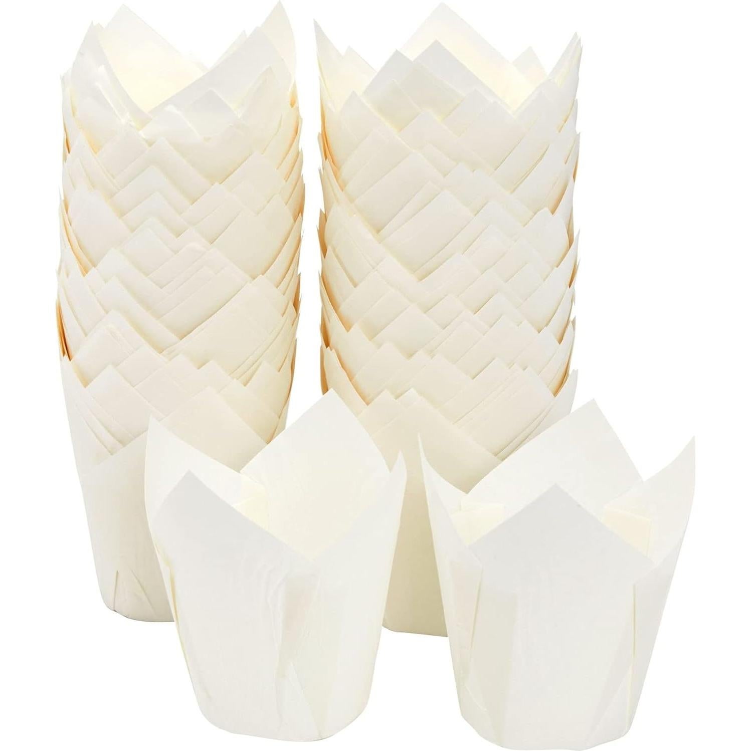 Juvale 100 Forros de Cupcake Tulipanes Blancos 5oz para Hornear