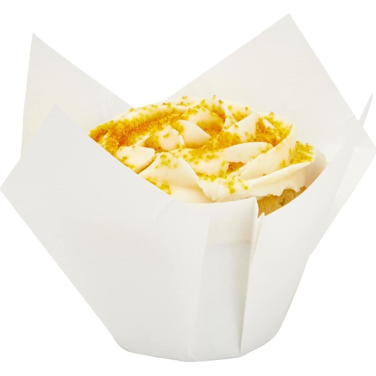 Juvale 100 Forros de Cupcake Tulipanes Blancos 5oz para Hornear