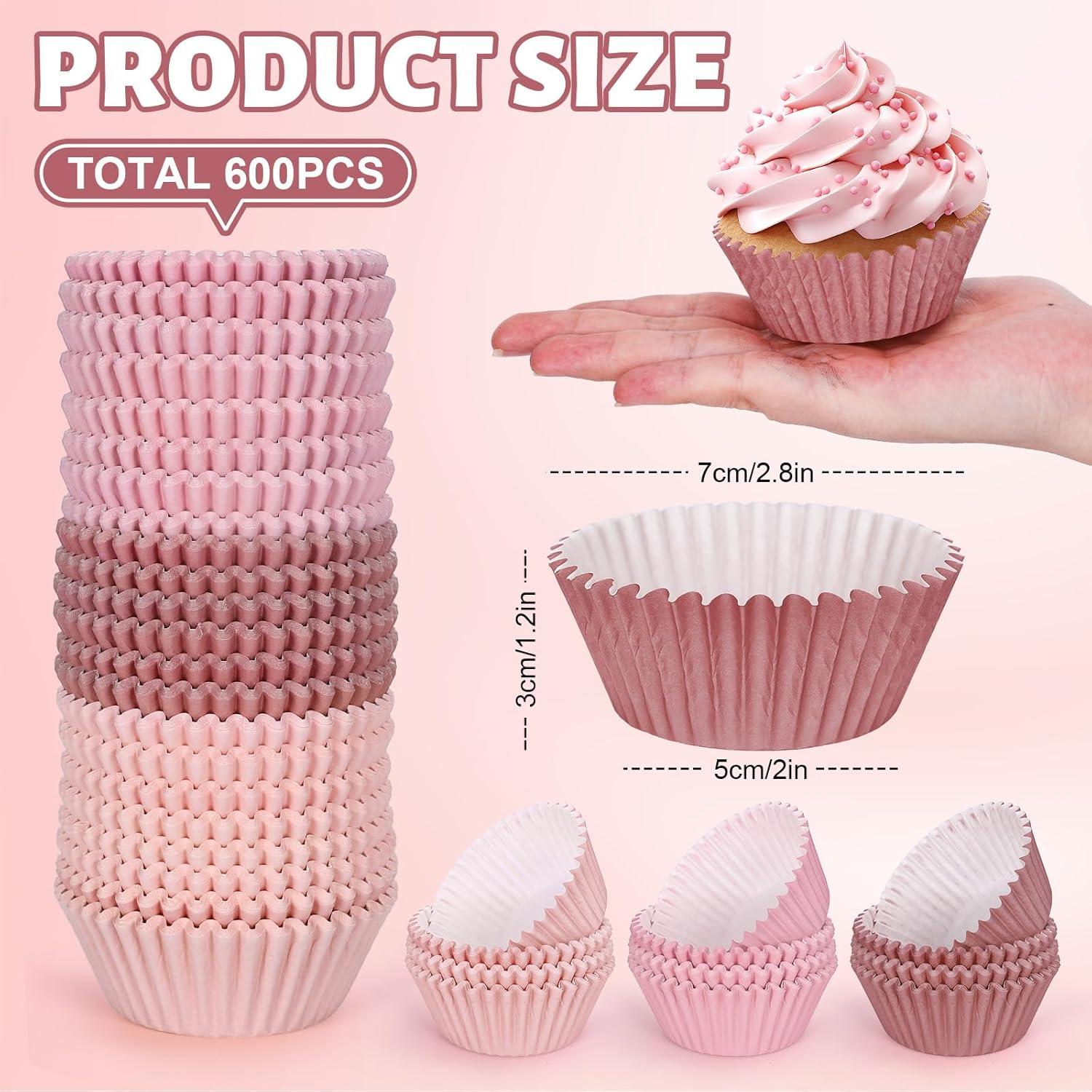 Forros de Cupcake Desechables Whaline 600 Pcs Rosa Polvoriento