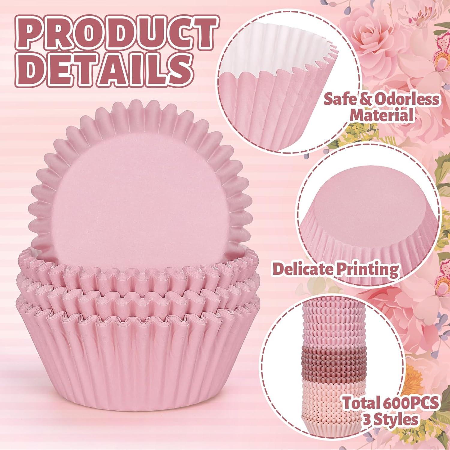 Forros de Cupcake Desechables Whaline 600 Pcs Rosa Polvoriento