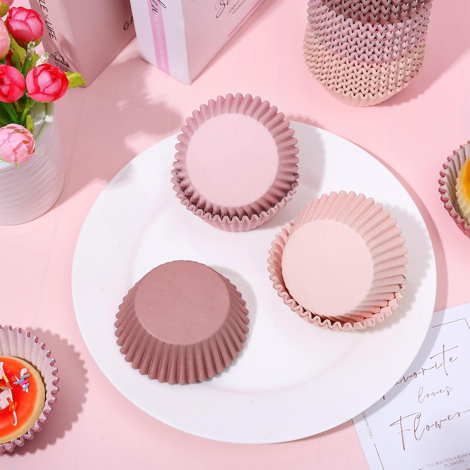 Forros de Cupcake Desechables Whaline 600 Pcs Rosa Polvoriento