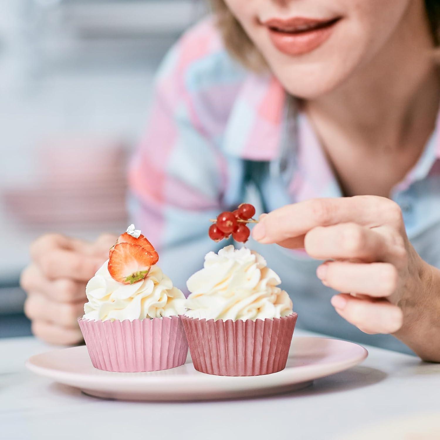 Forros de Cupcake Desechables Whaline 600 Pcs Rosa Polvoriento