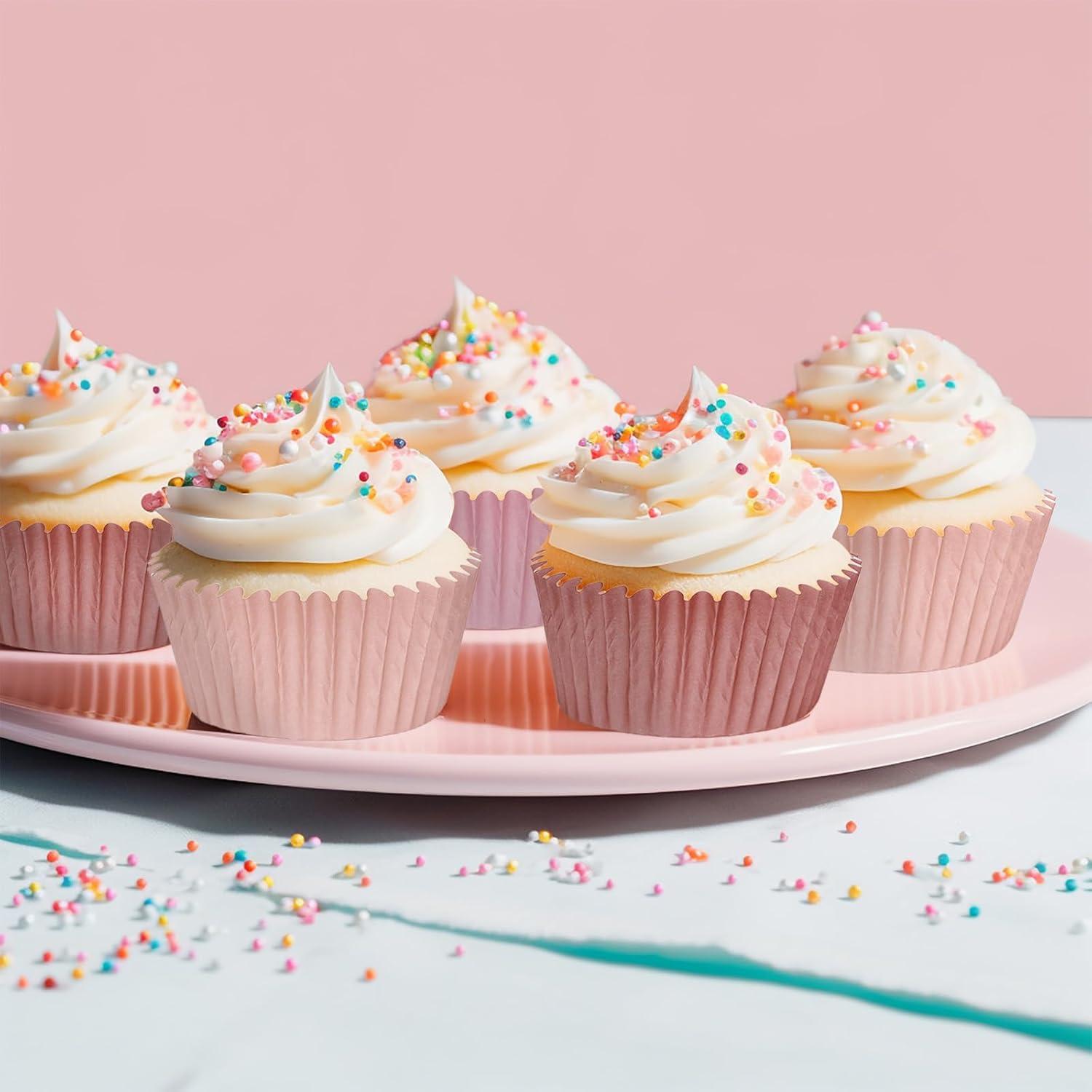 Forros de Cupcake Desechables Whaline 600 Pcs Rosa Polvoriento