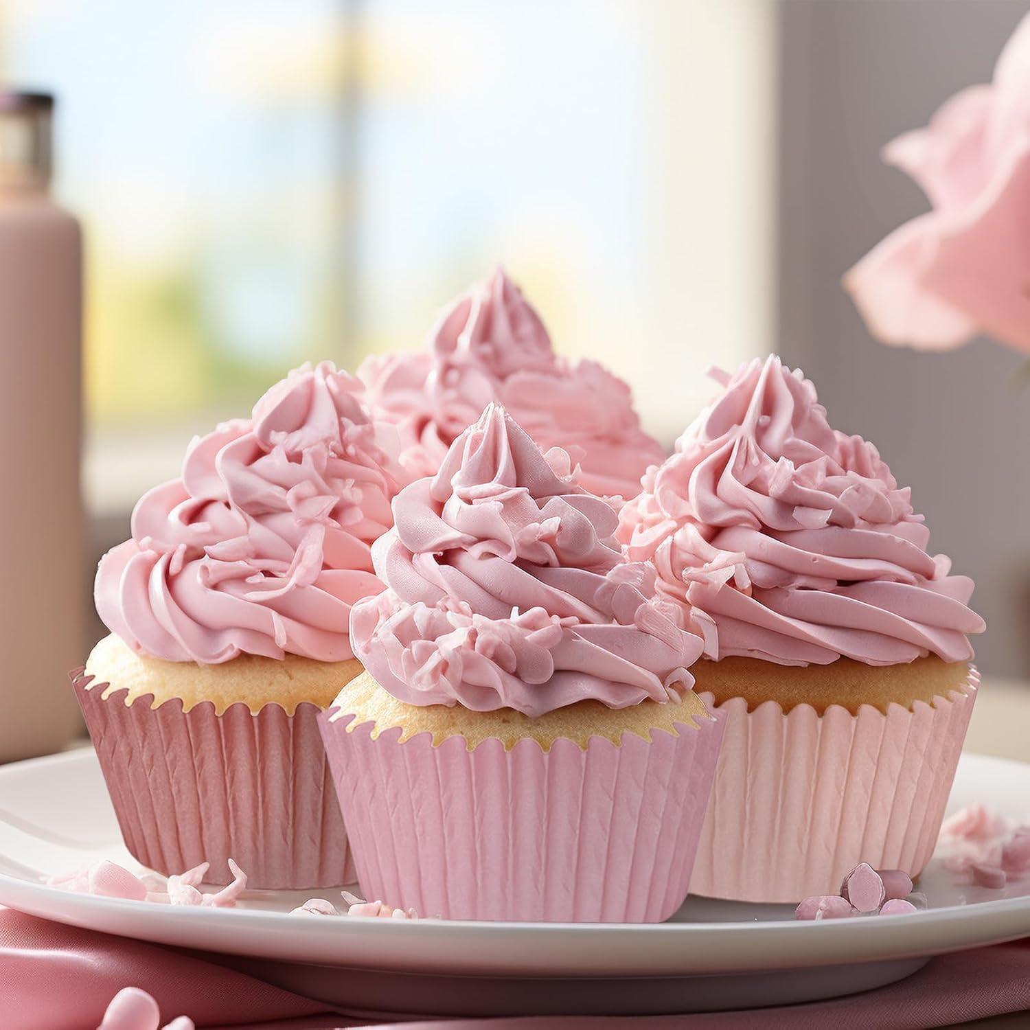 Forros de Cupcake Desechables Whaline 600 Pcs Rosa Polvoriento