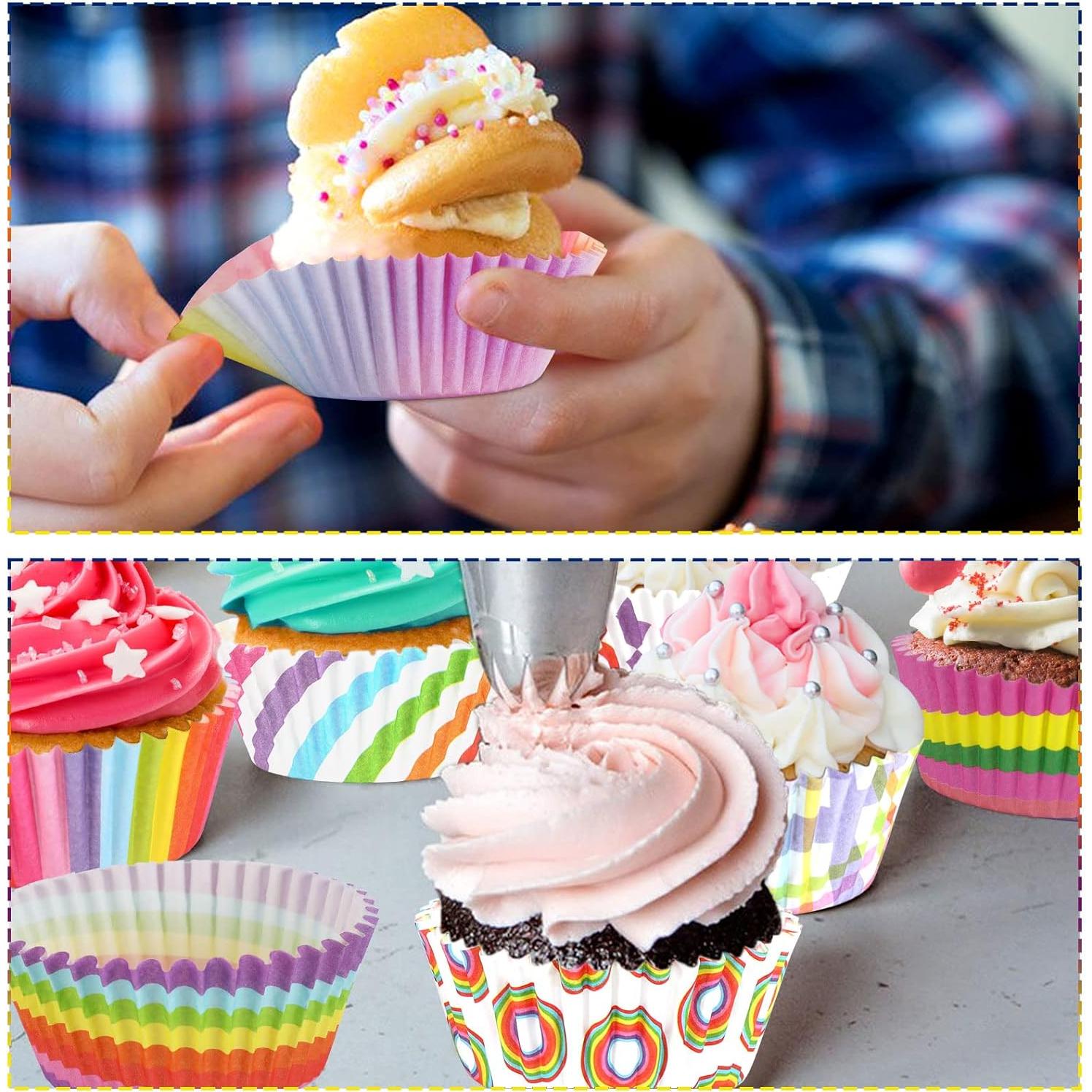 Forros de Cupcake Arcoíris SANNIX 450pcs 5x3cm Desechables