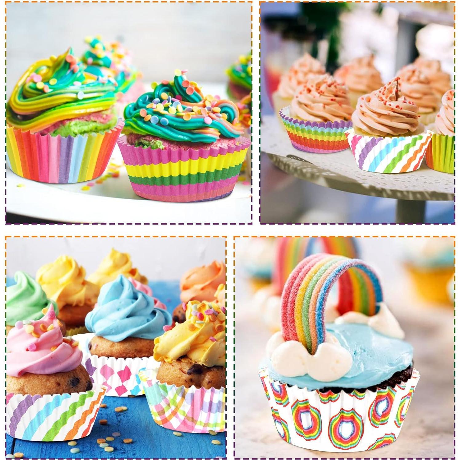 Forros de Cupcake Arcoíris SANNIX 450pcs 5x3cm Desechables