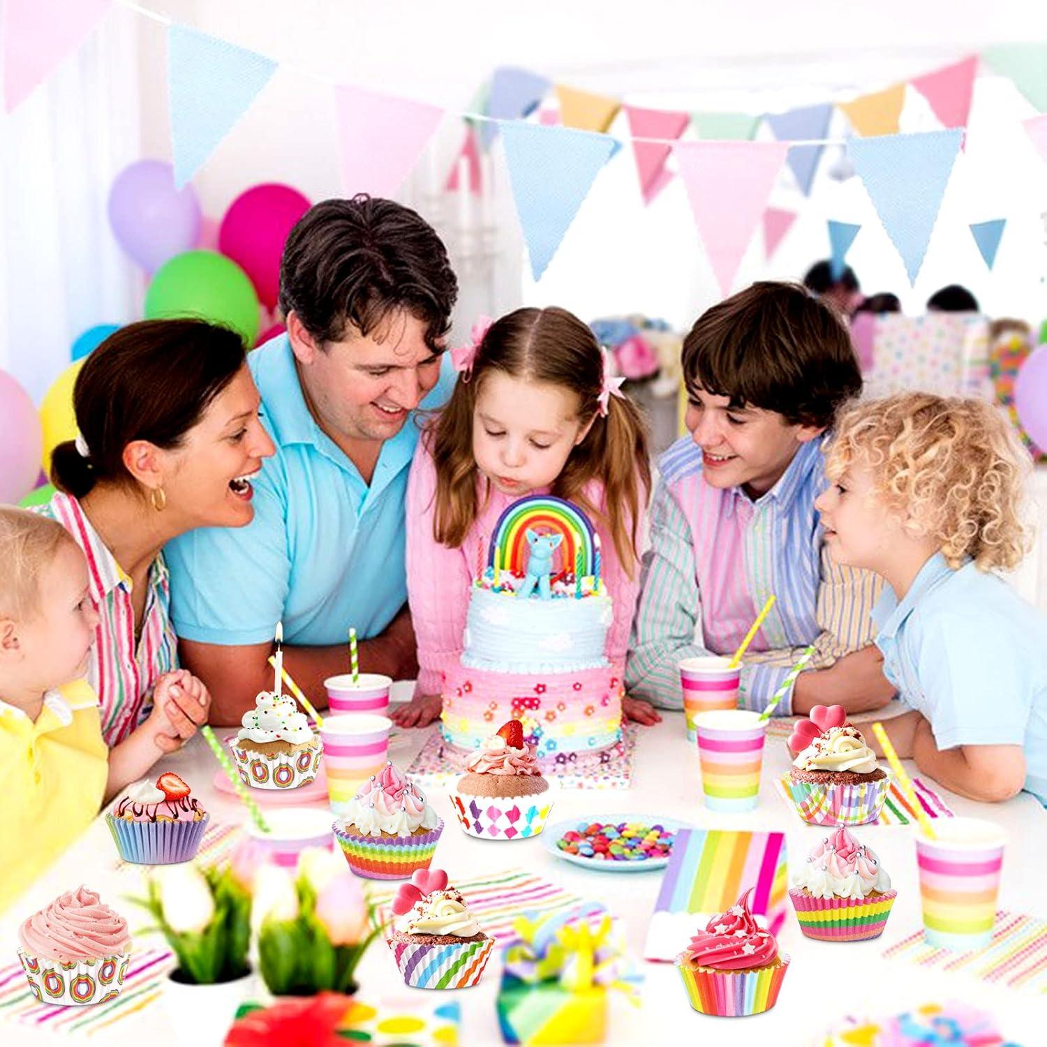 Forros de Cupcake Arcoíris SANNIX 450pcs 5x3cm Desechables