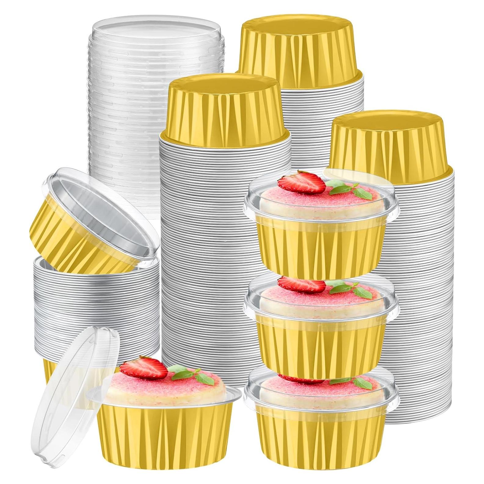 Tazas de Hornear de Papel de Aluminio Gejoy 400 Pcs 125 ml Oro