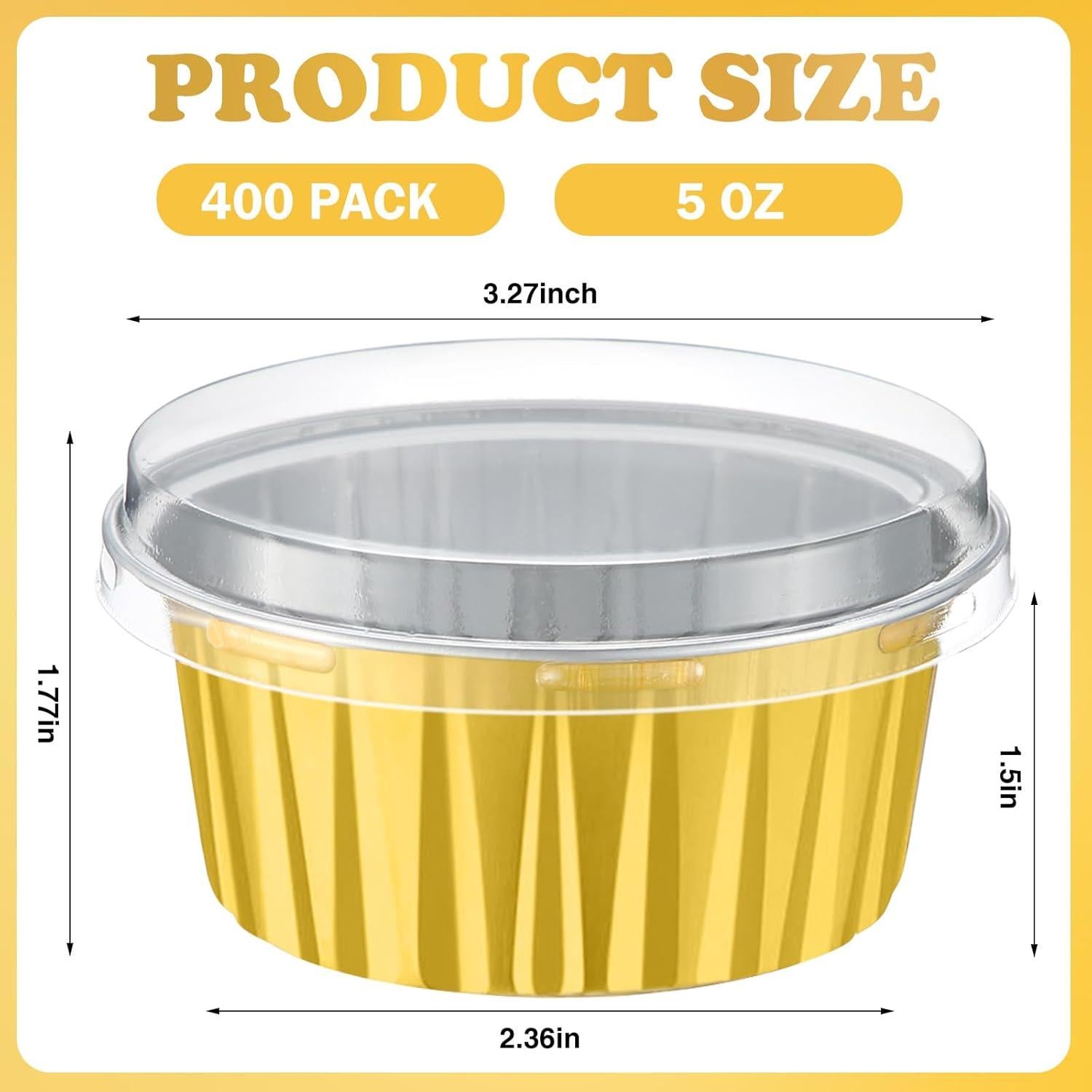 Tazas de Hornear de Papel de Aluminio Gejoy 400 Pcs 125 ml Oro