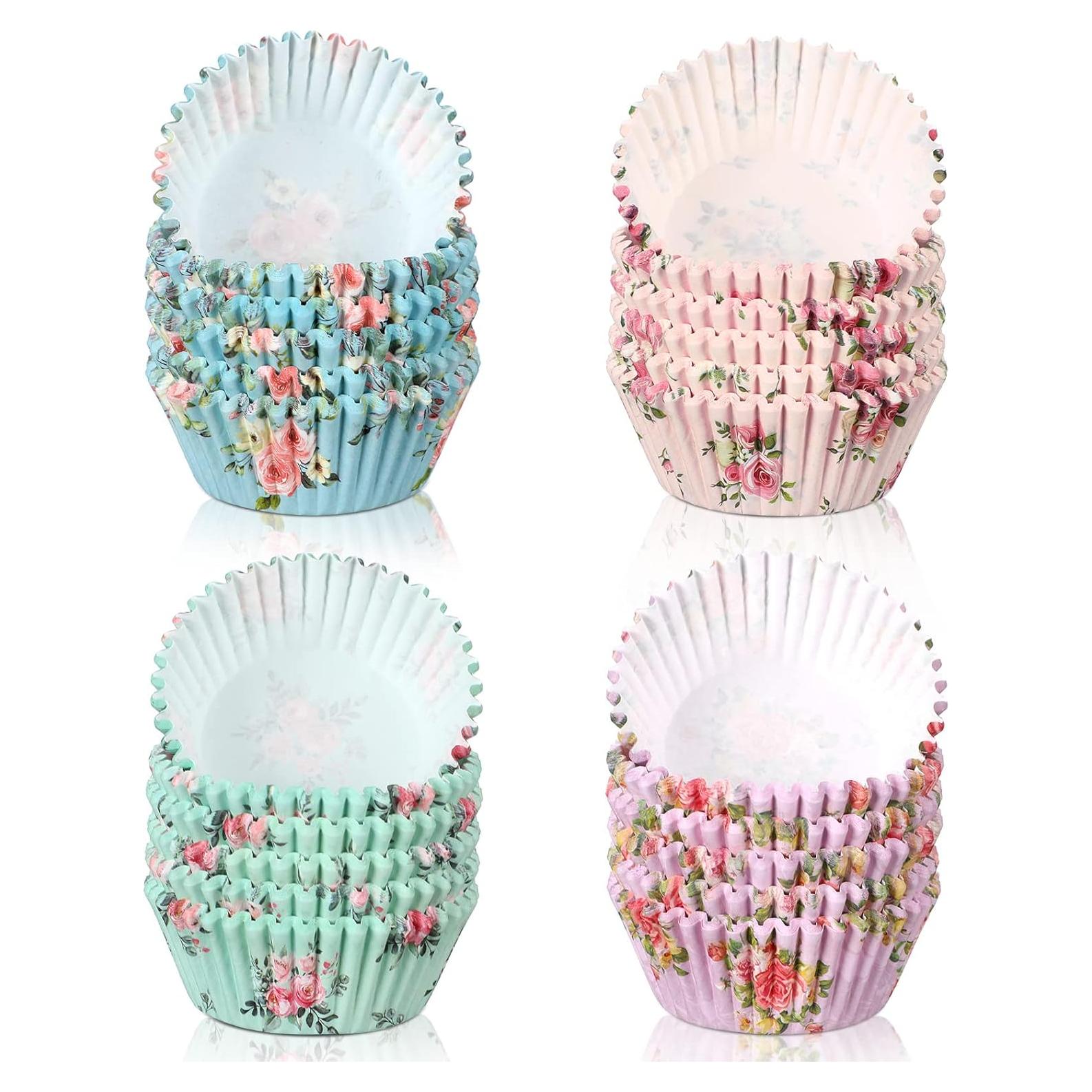 Forros de Cupcake Florales Yaomiao 600 Piezas 8 cm