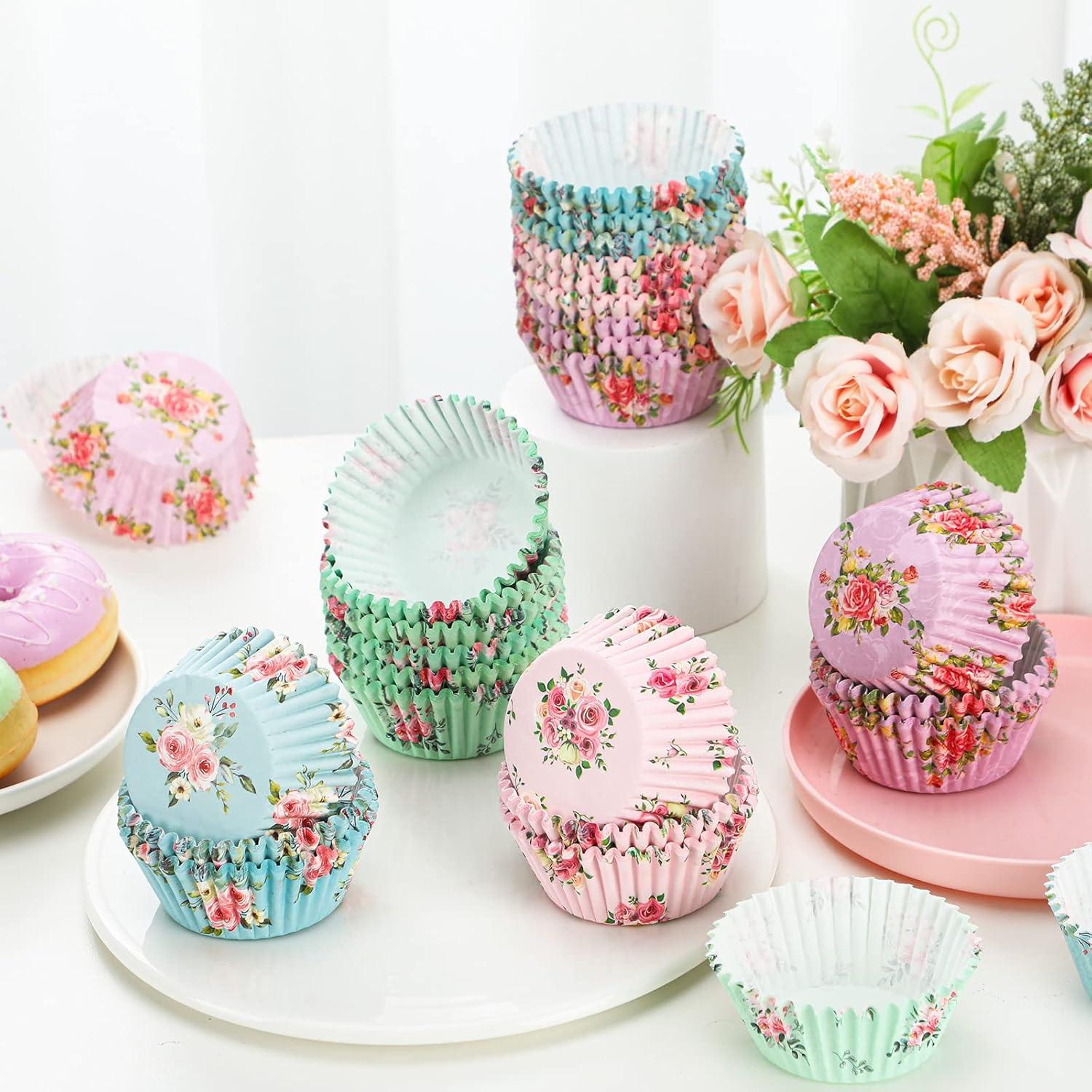 Forros de Cupcake Florales Yaomiao 600 Piezas 8 cm